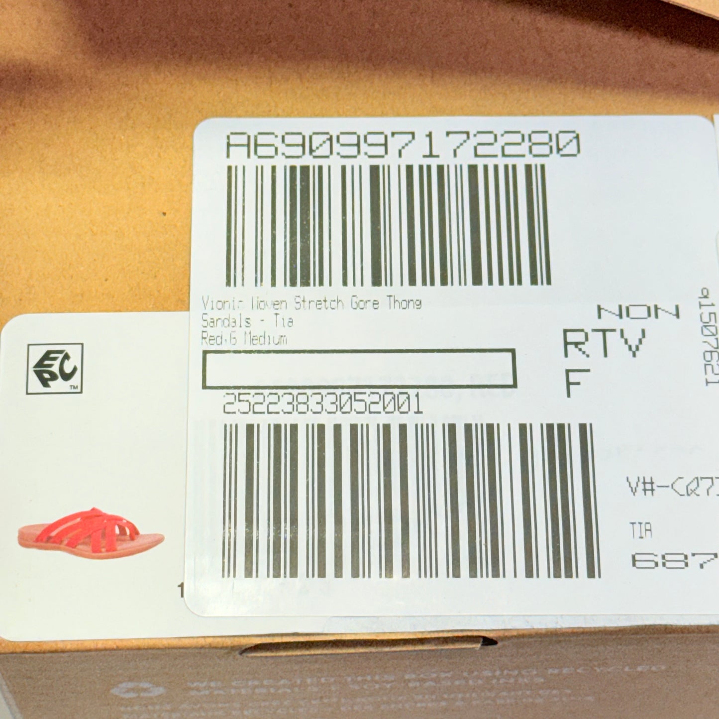 VIONIC Sandals Tia Woven Stretch Gore Thong Sz 6M Color Red New