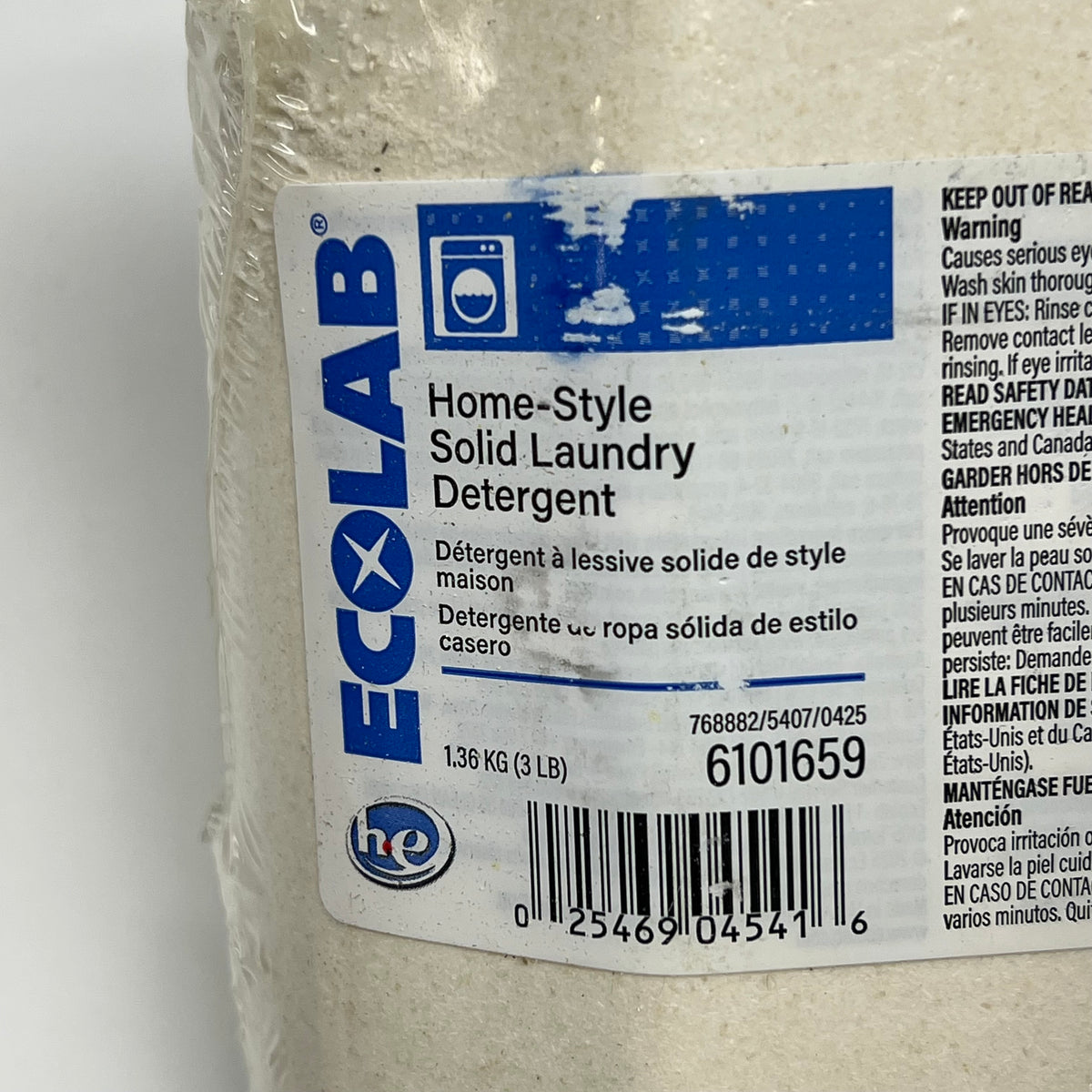ECOLAB (4 PACK, 3lb EACH)  Home-style Solid Laundry Detergent  White 6101659