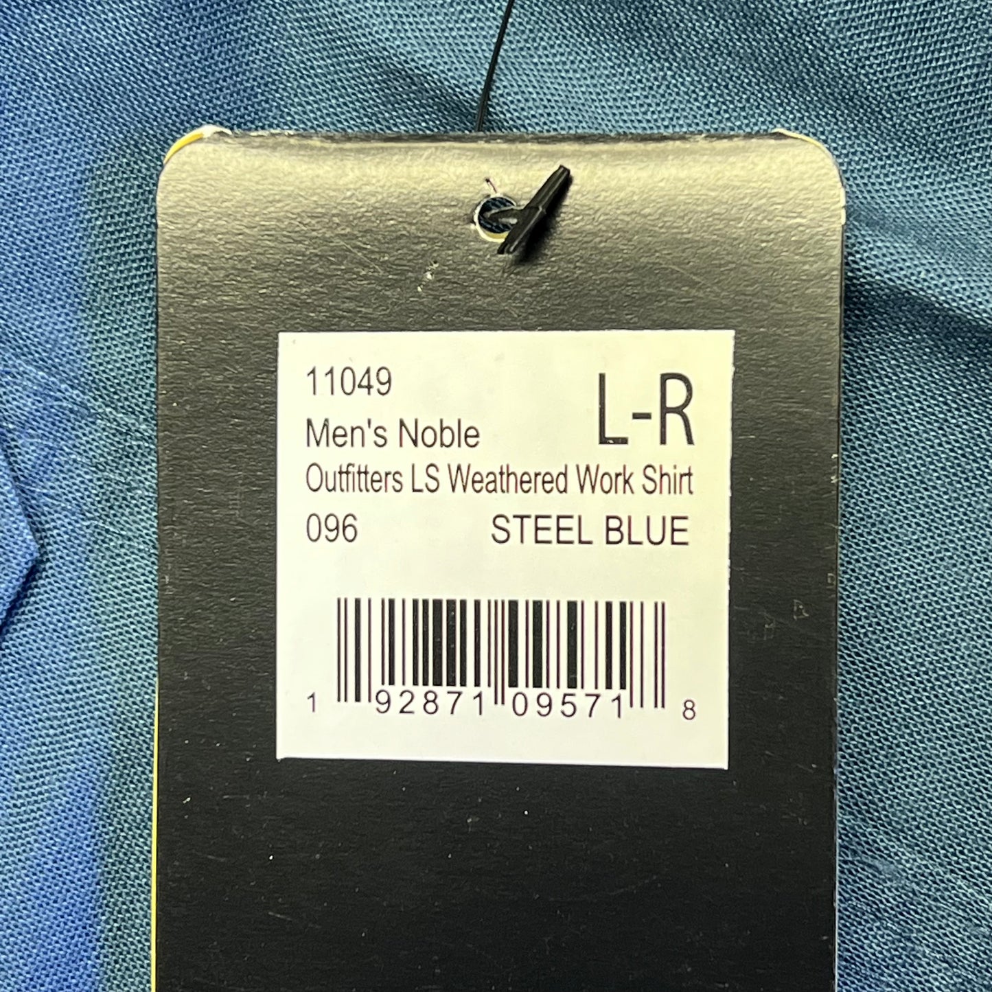 NOBLE OUTFITTERS Long Sleeve Weathered Work Shirt Men's Sz L-R Steel Blue 11049