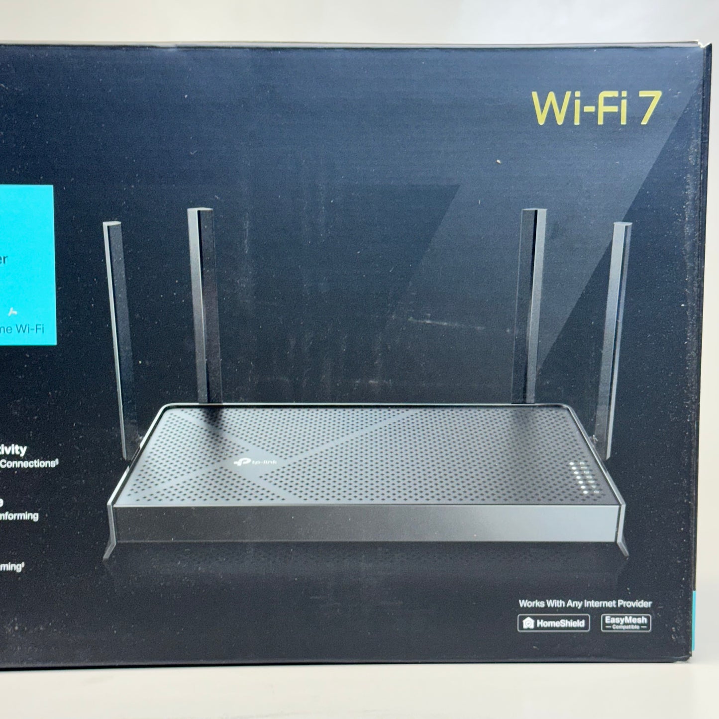 TP-LINK Dual-Band Wi-Fi 7 Router Size 10.5” L x 5.5” W Black BE3600