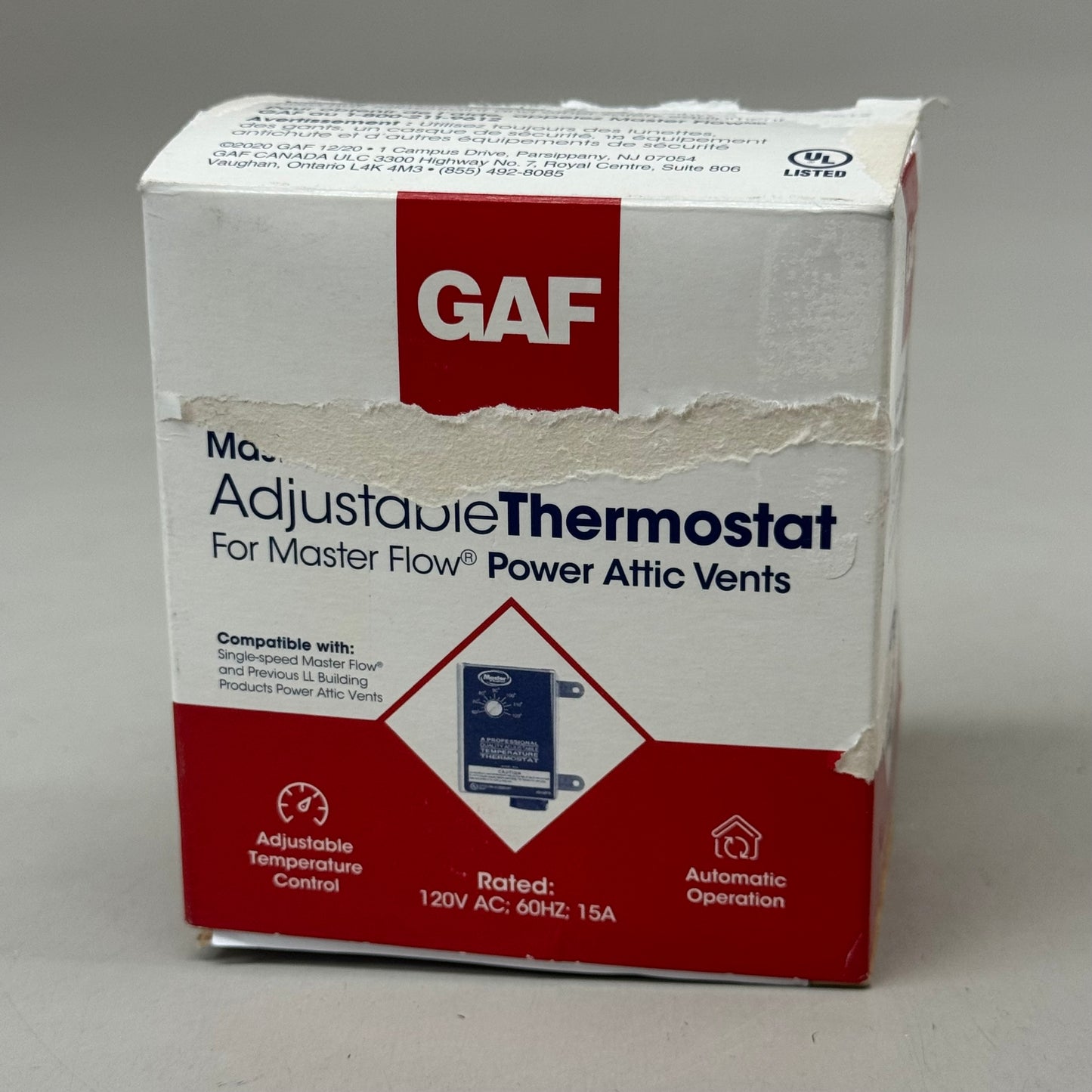 GAF Master Flow Adjustable Thermostat For Power Attic Vents 900321 (New Other)