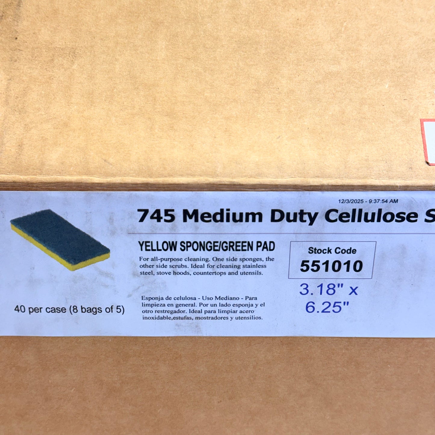 AMERICO (20 COUNT) Scouring Sponge Medium Duty 3.18" X 6.25" Yellow/Green 745