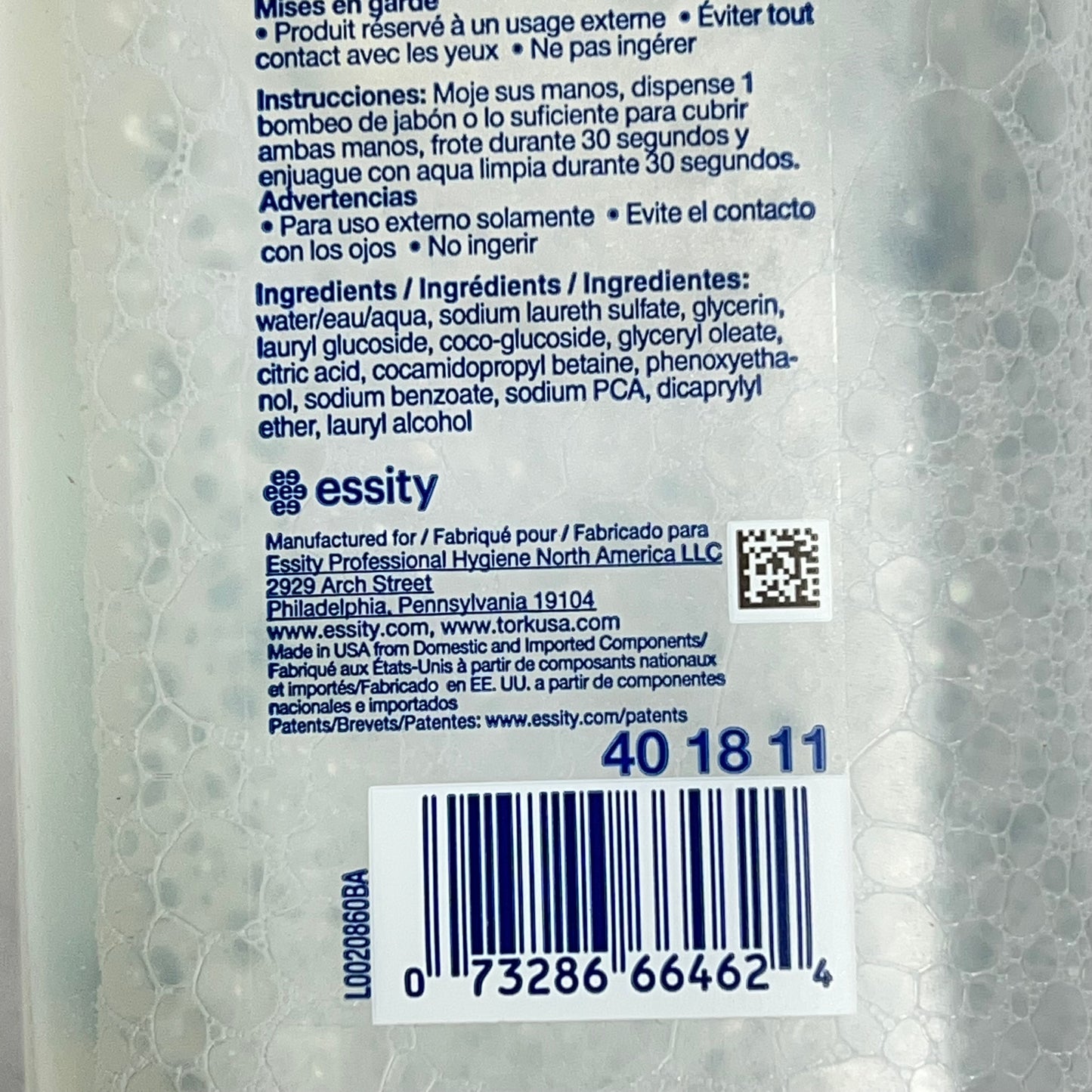 TORK (6 PACK) Extra Mild Hand Washing Foam Soap for S4 1L Clear 401811 BB 09/28