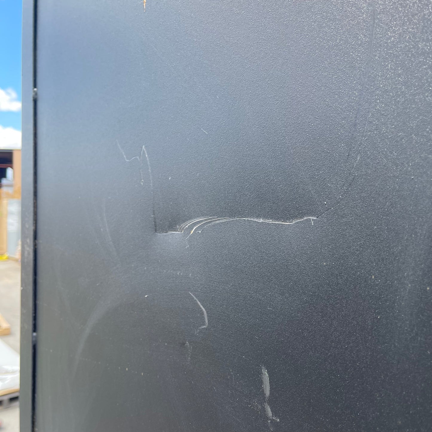 JAMCO Steel Storage Cabinet W/ 122 Yellow Bins 78" x 36" x 24" Dark Grey DF236BL