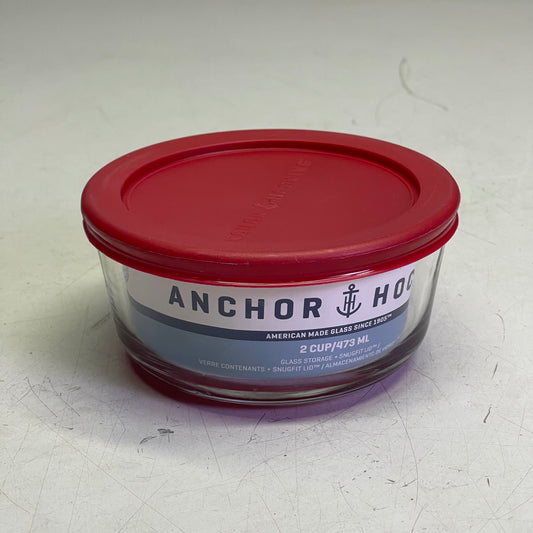 ANCHOR HOCKING (6 PACK) 2-Cup Glass Food Storage Container Clear + Red Lid 91547