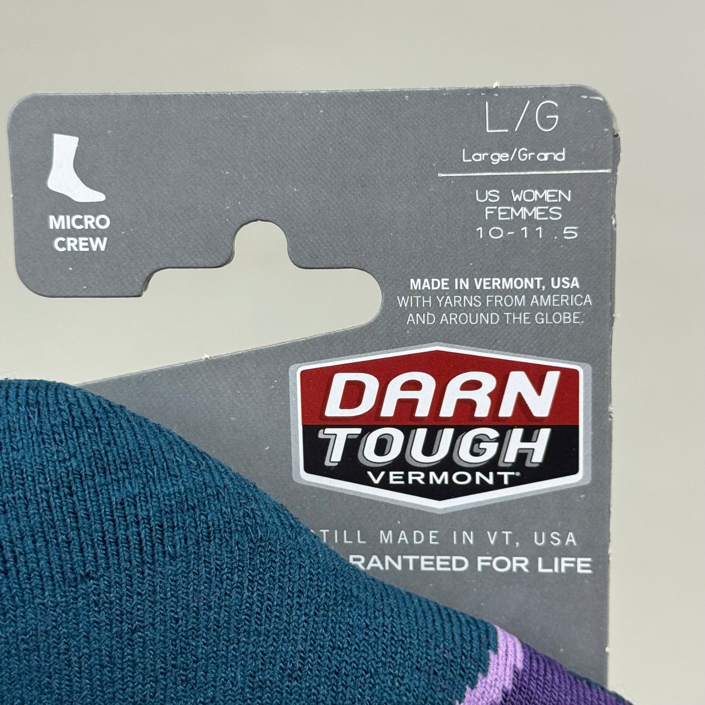 DARN TOUGH Hike/Trek Socks Micro Crew Lightweight Women SZ L 10-11.5 Grape Merino Wool