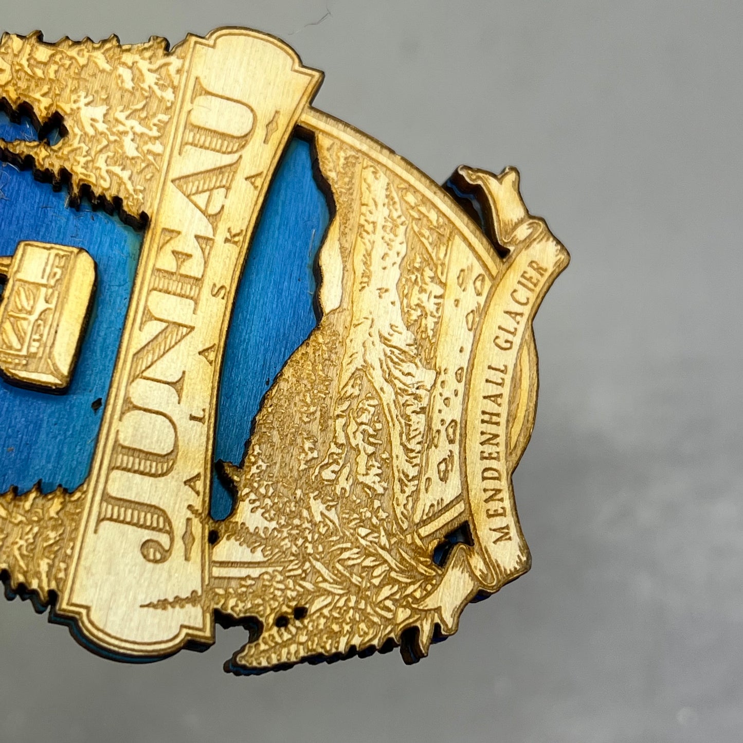 ZA@  (2 PACK) Mendenhall Glacier Lasered Wood Collectable Ornament JuneauAK Souvenir