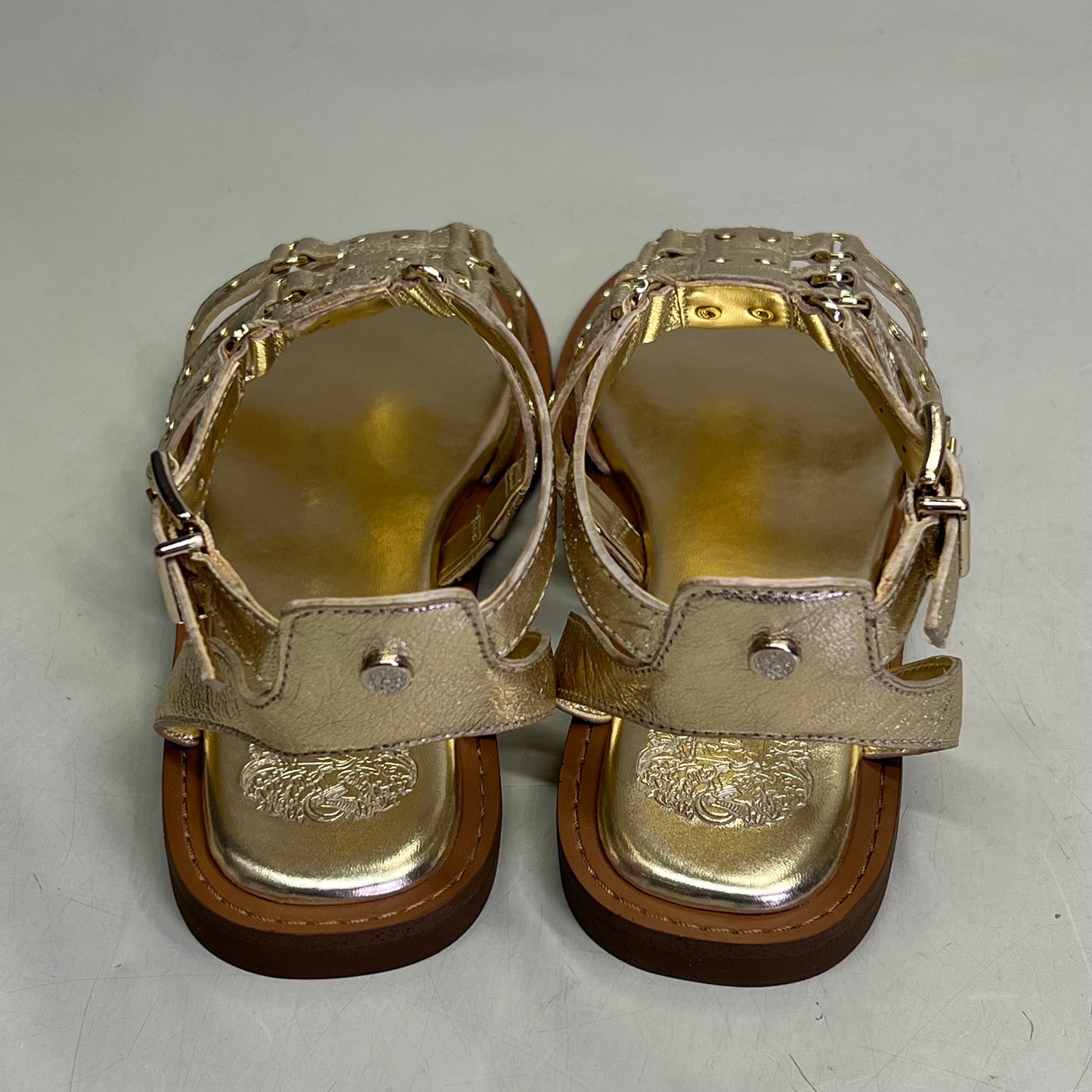 VINCE CAMUTO Leather Studded Gladiator Sandals Women's Sz 9M Egyptian Gold
