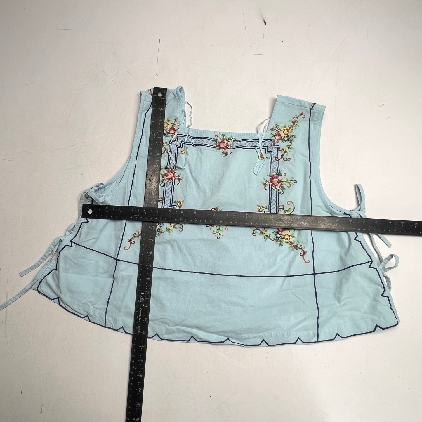 FREE PEOPLE Garden Wall Top Open Sides w/ Double Tie Closure Women's Sz XL Blue
