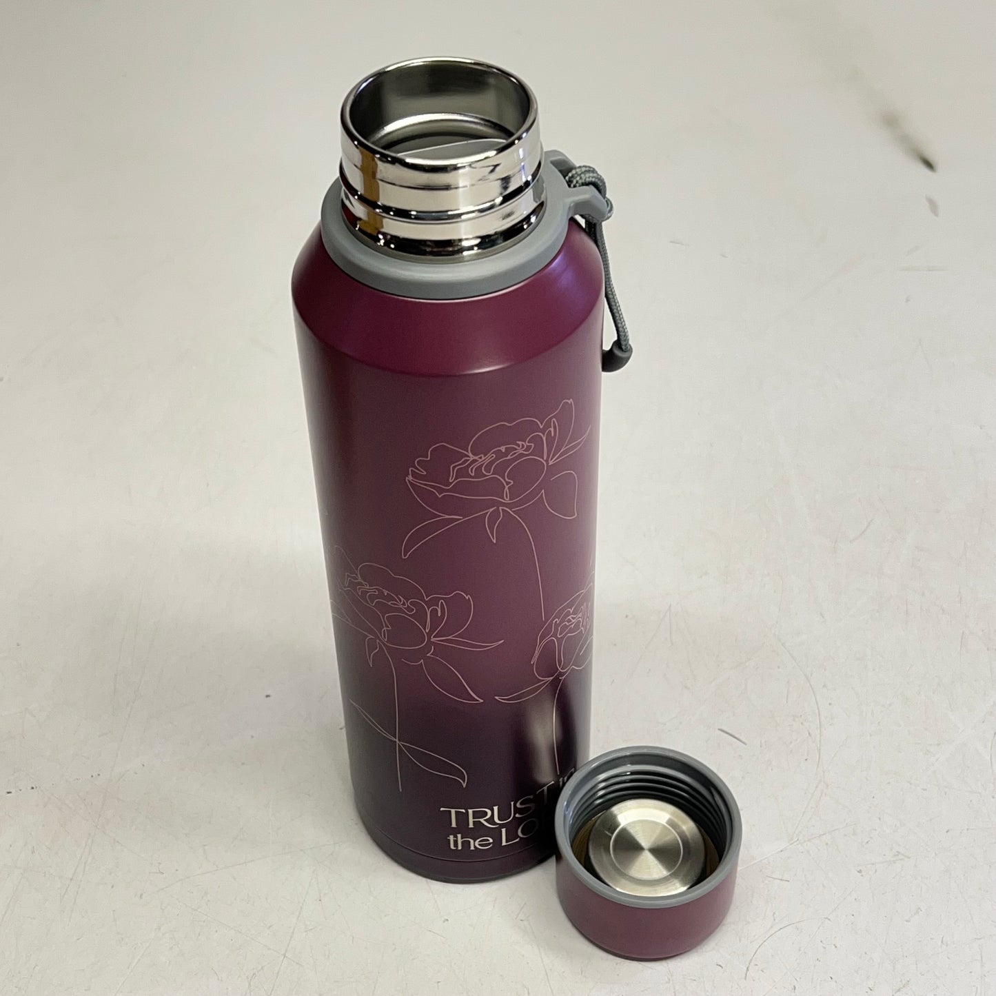 CHRISTIAN ART GIFTS Trust In The Lord Stainless Steel Water Bottle 24oz Plum