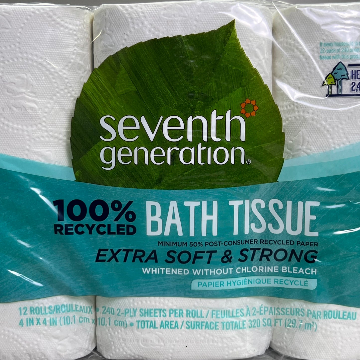 SEVENTH GENERATION (4 Pack) Bath Tissue Extra Soft & Strong 12 Rolls in Each