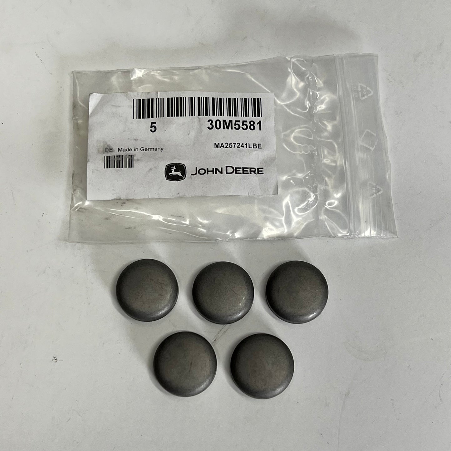 JOHN DEERE (5 PACK) Genuine OEM Metal Cap Plug  Silver 30M5581