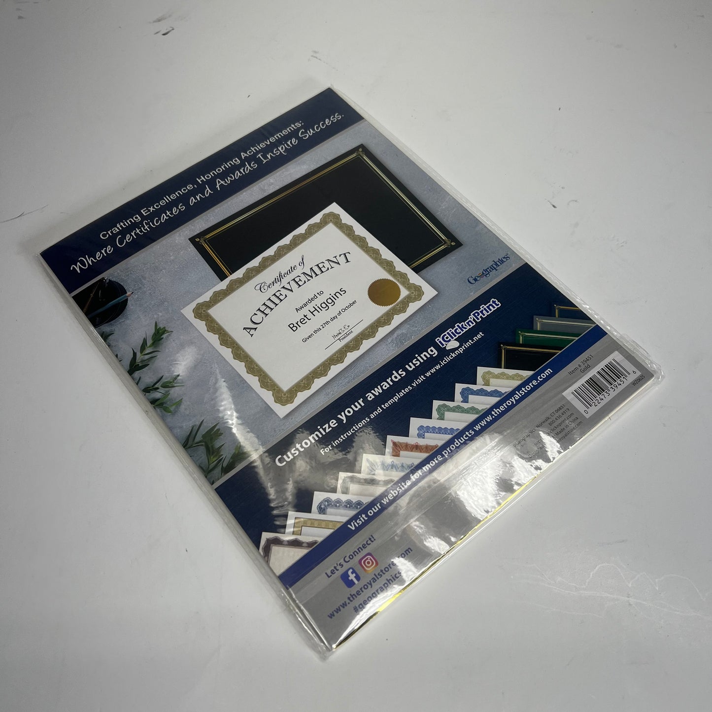 GEOGRAPHICS (4 PACK, 25 SHEETS EACH) Parchment Certificates 8.5"x11" Gold 39451