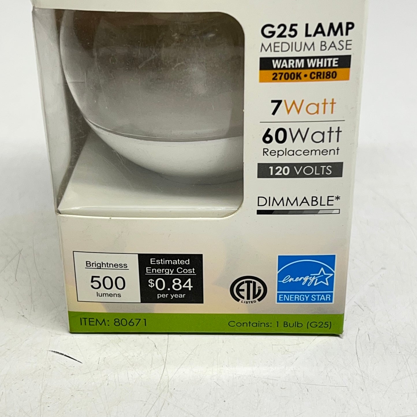 ZA@ SUNLITE (2 PACK) Led Dimmable Globe Light Bulb G25 E26 120V Clear/2700K  80671 (New Other)