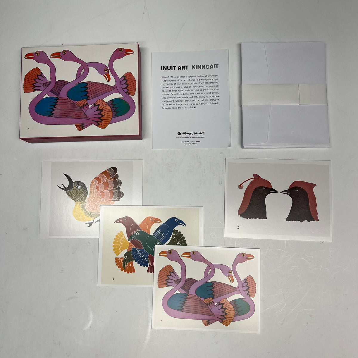 POMEGRANATE (2 PACK, 16 EACH) Inuit Art Kinngait Notecards W/ Envelope  4x5"