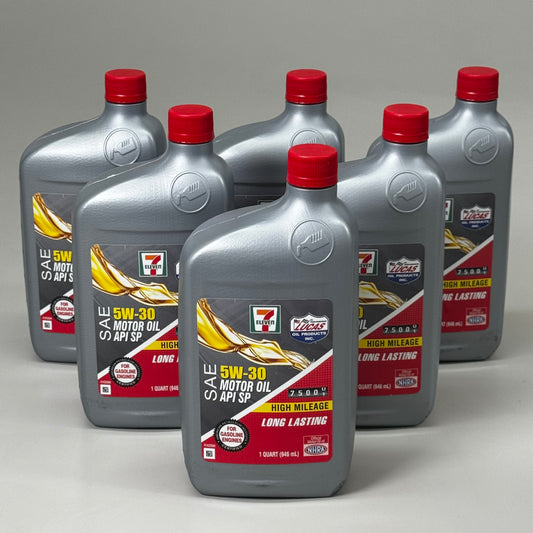 7 ELEVEN (6 PACK) SAE 5W-30 Motor Oil API SP High Mileage Long Lasting 1qt MFD 5/24 (New Other)