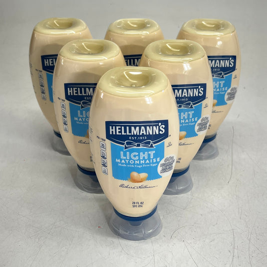 HELLMANN'S (6 PACK) Light Mayonnaise in Squeeze Bottle 20 fl oz White BB 11/26