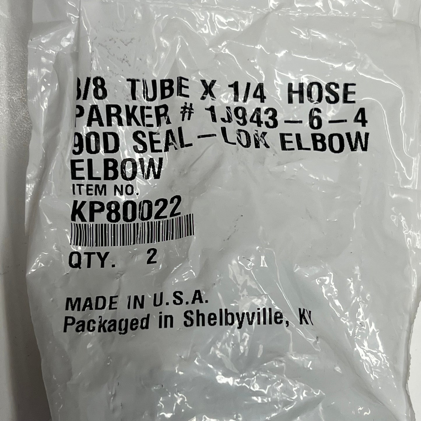 PARKER (2 PACK) Hydraulic Hose Short Drop Fe Seal-lok 11/16-16" Thread KP80022