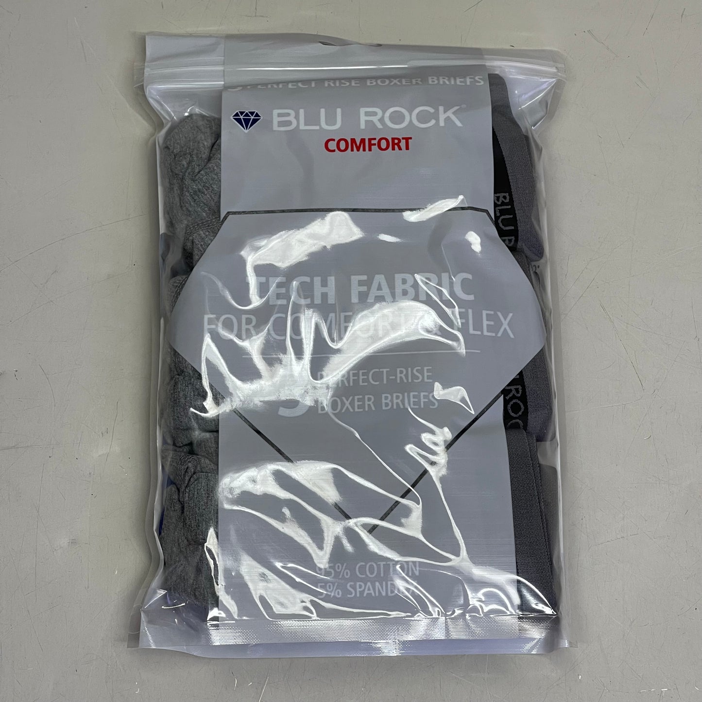 BLU ROCK COMFORT (3 PACK) Men's Tech Fabric For Comfort And Flex XL Grey