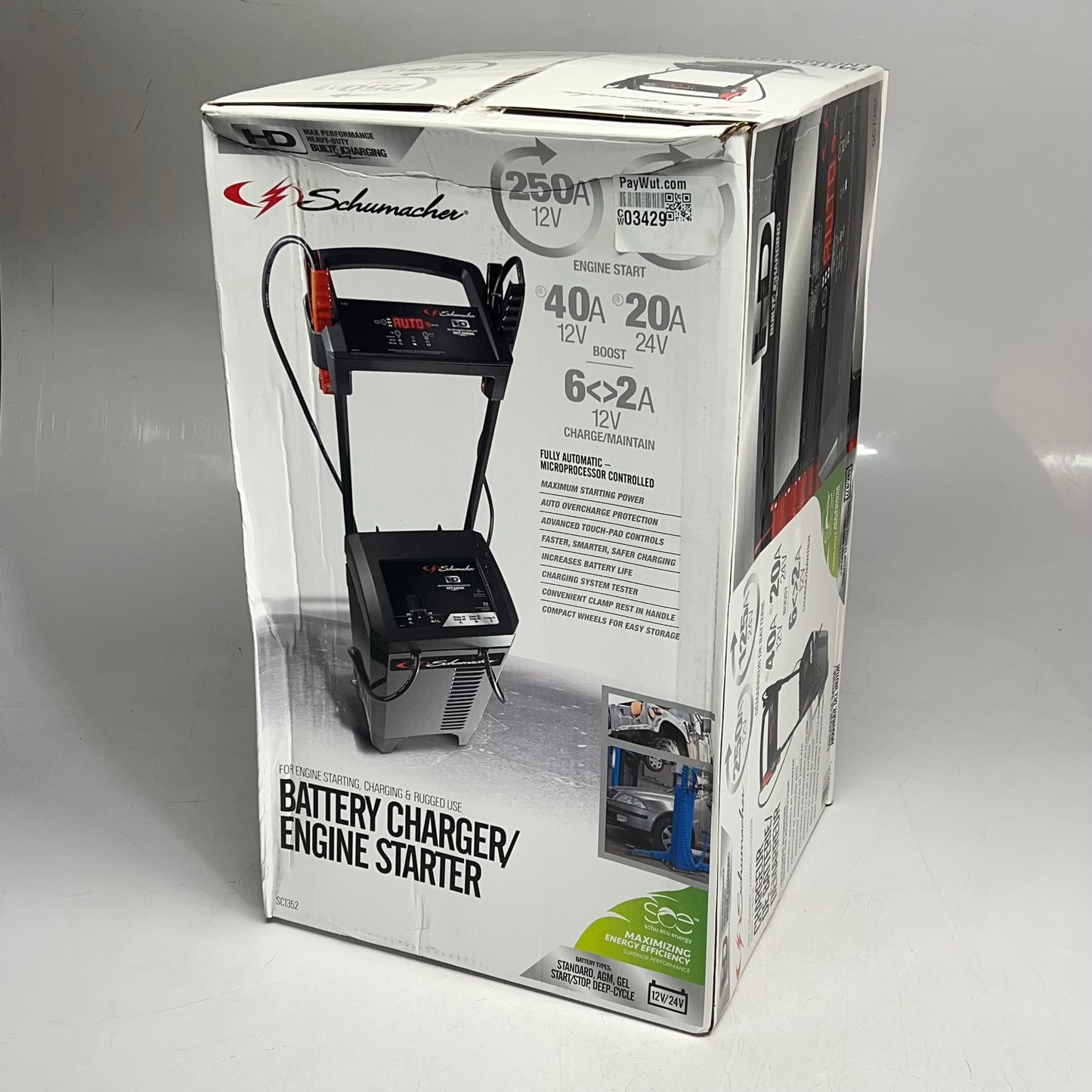 SCHUMBACHER Heavy Duty Wheeled Battery Charger 12/24 Volt 6-2/40/250 Amp SC1352