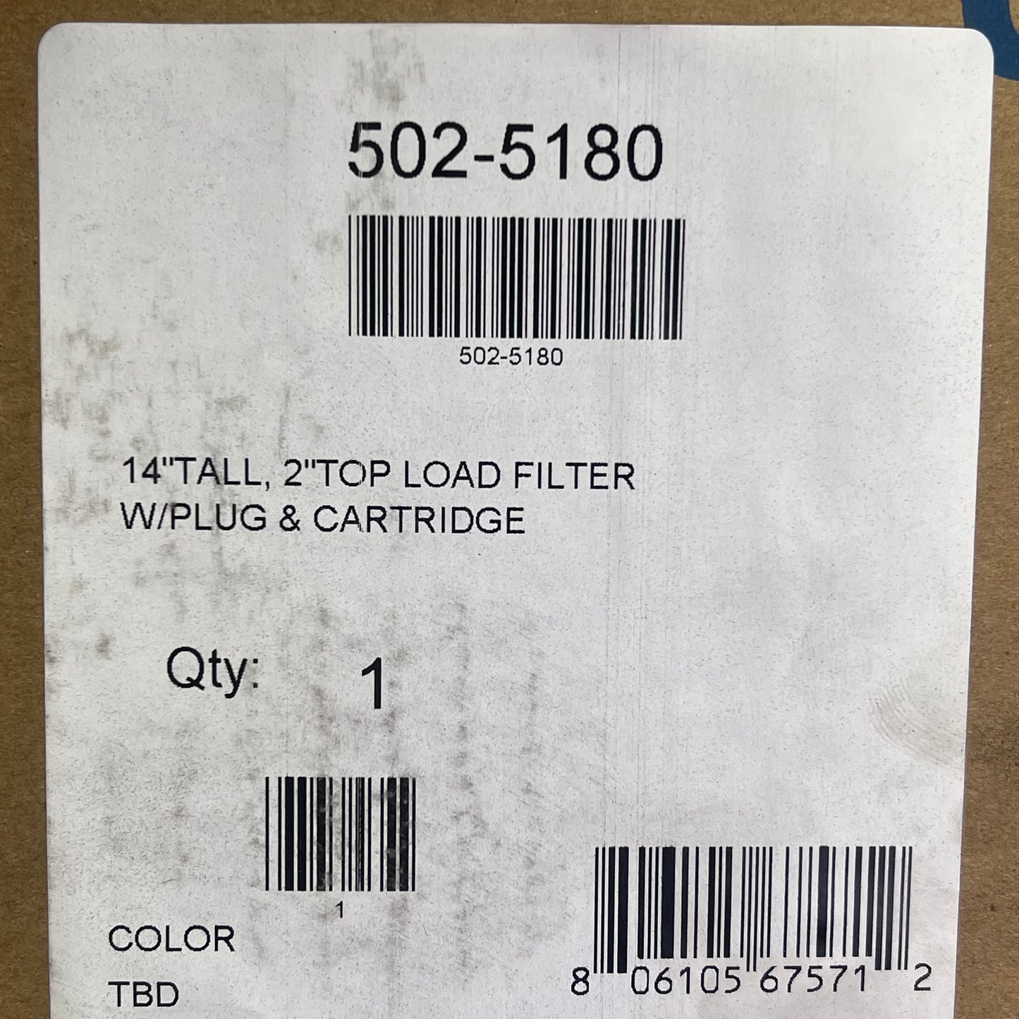 WATERWAY 2" Top Load Filter W/ Cartridge & Plug For Pool 35 Sq ft 502-5180