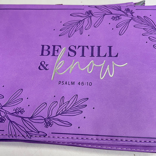 CHRISTIAN ART GIFTS Psalm 46:10 Faux Leather Bible Cover  6"x9" Purple Laurel