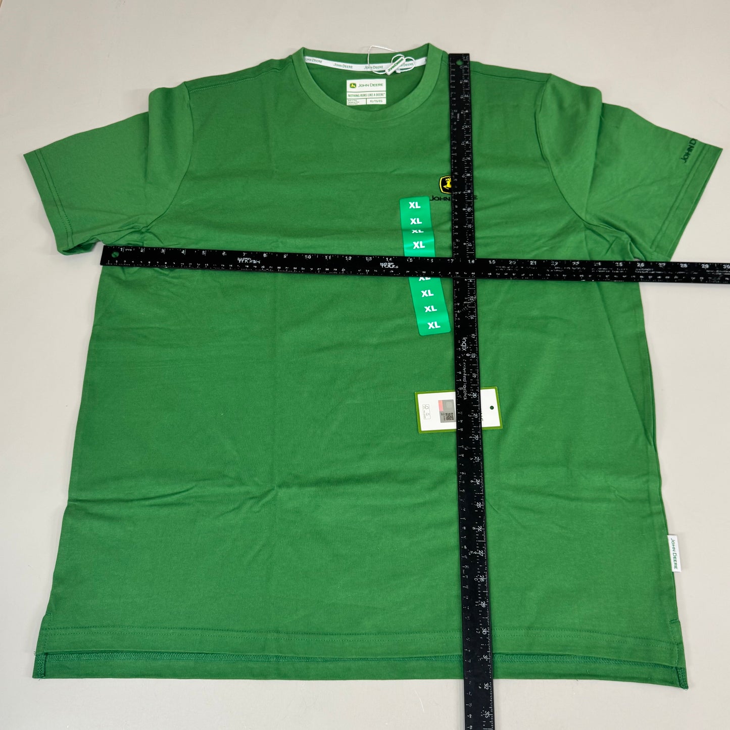 JOHN DEERE Embroidered Logo Short Sleeve Tee Shirt Men's Sz XL Green 1896842