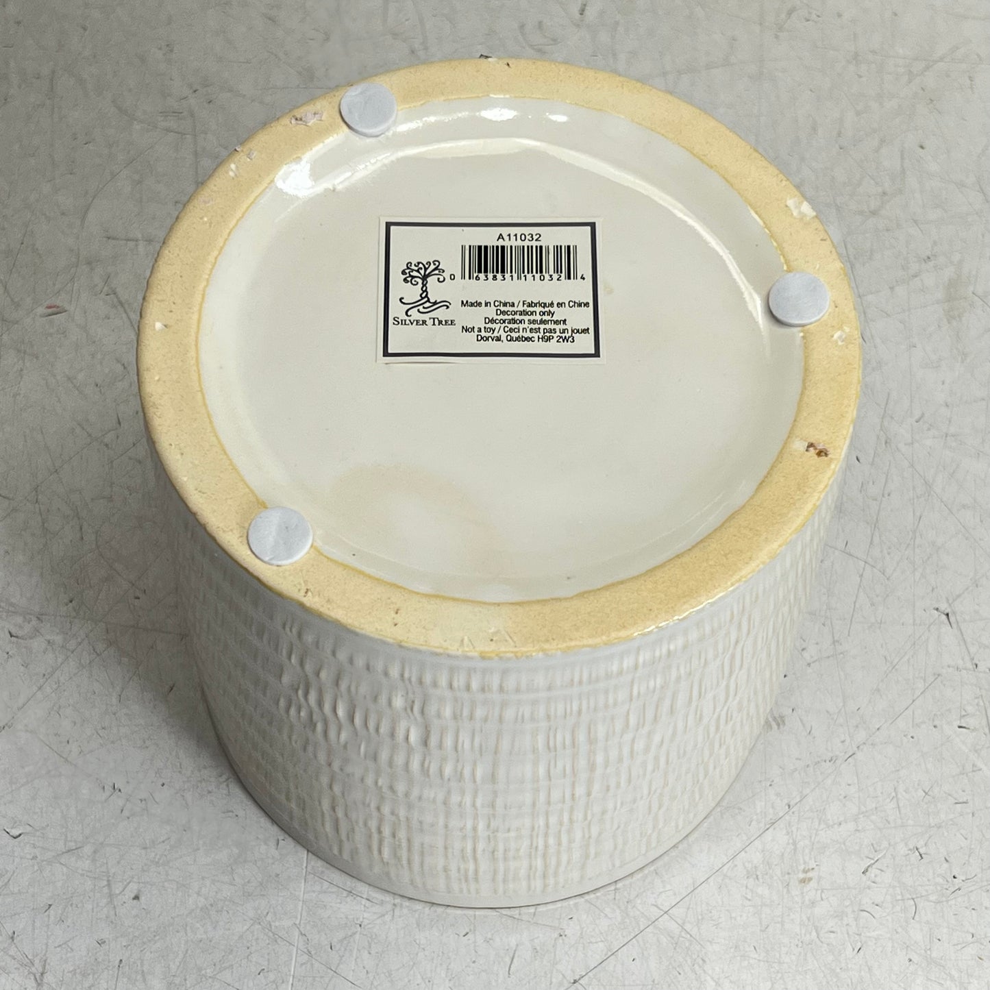 SILVER TREE Glazed Ripple Ceramic Plant Pot  6.5" x 5" Crème/Oatmeal A11032