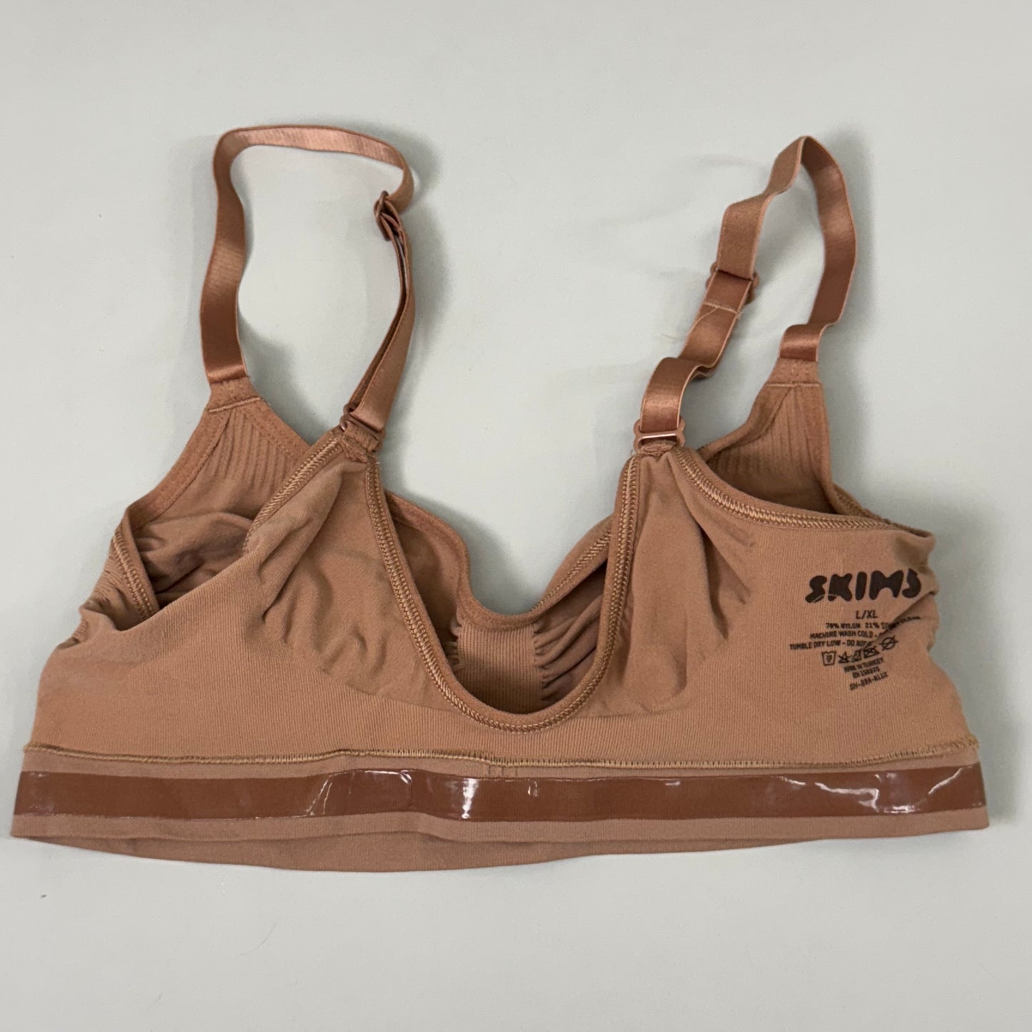 SKIMS Strong Support Seamless Bralette Pique Stitching Women's Sz L/XL Sienna