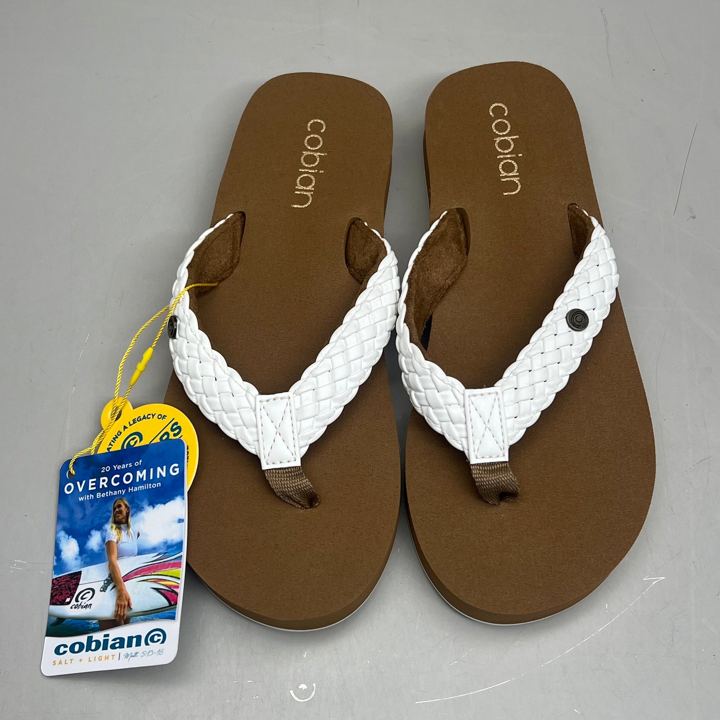 COBIAN Braided Bounce Synthetic Leather Sandals Women's Sz 10 EU 41 White BRB10-100-10