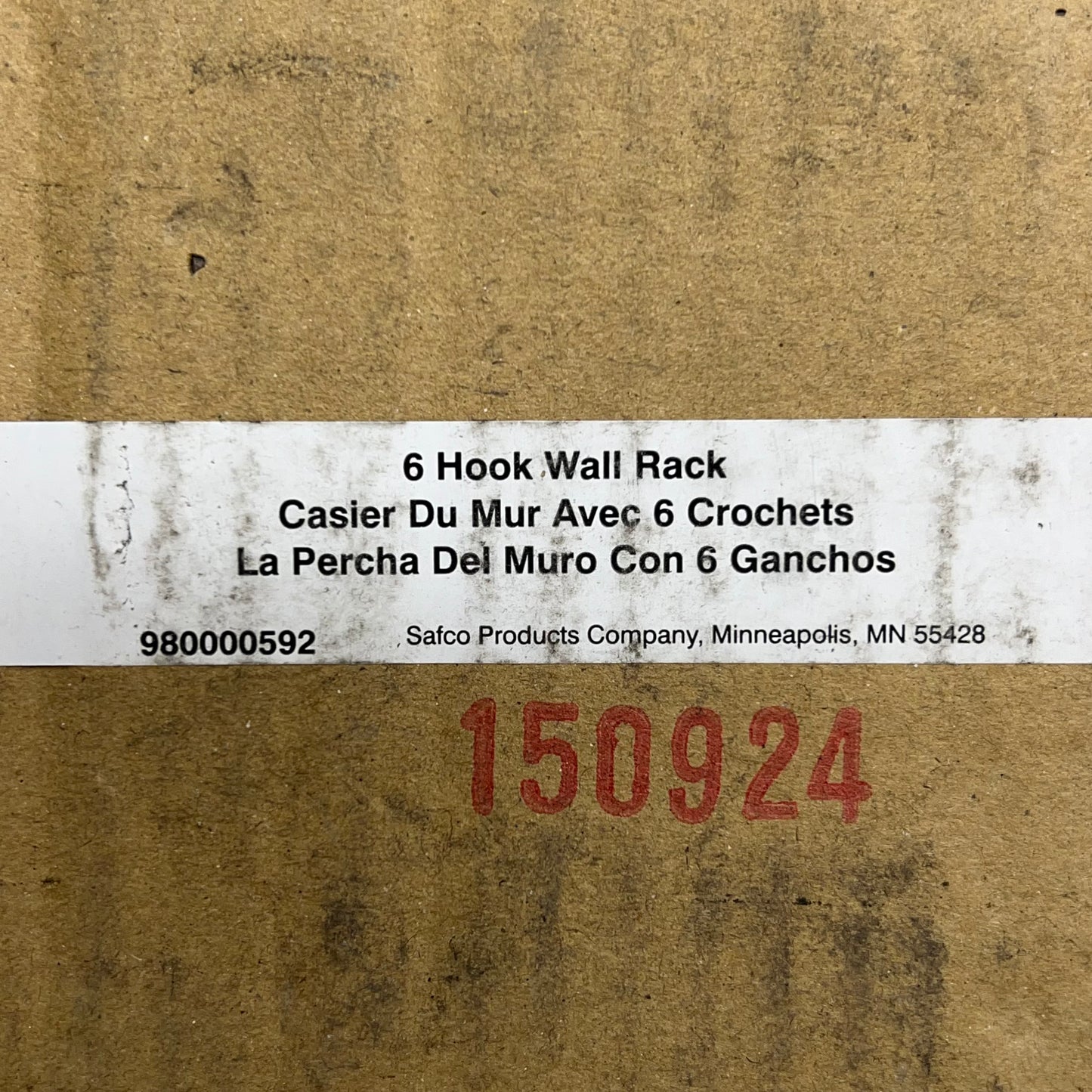 SAFCO Satin Metal Six-Peg Coat Hook Wall Mount Rack 6 Pegs 36" L  Silver 4162