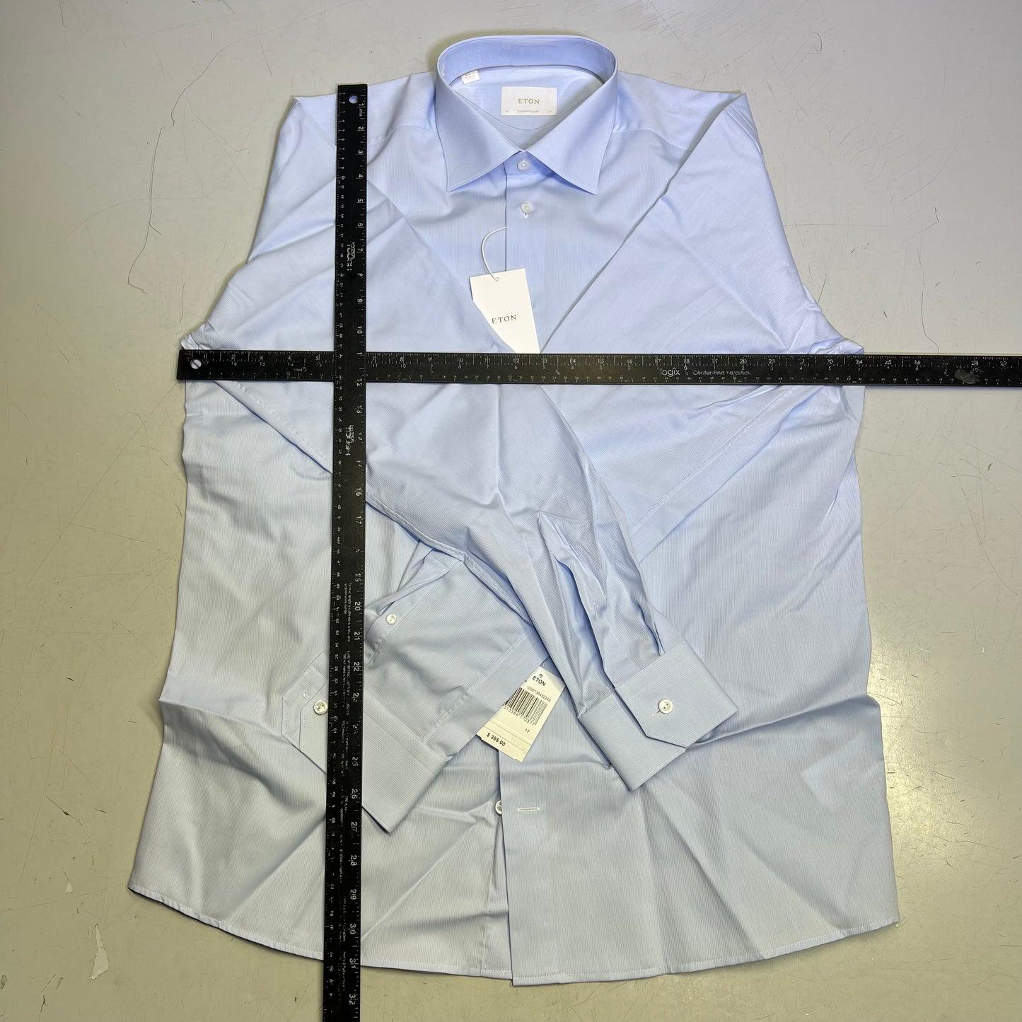 ETON Textured Twill Shirt Men's Contemporary Sz 43 Light Blue 1000136432243