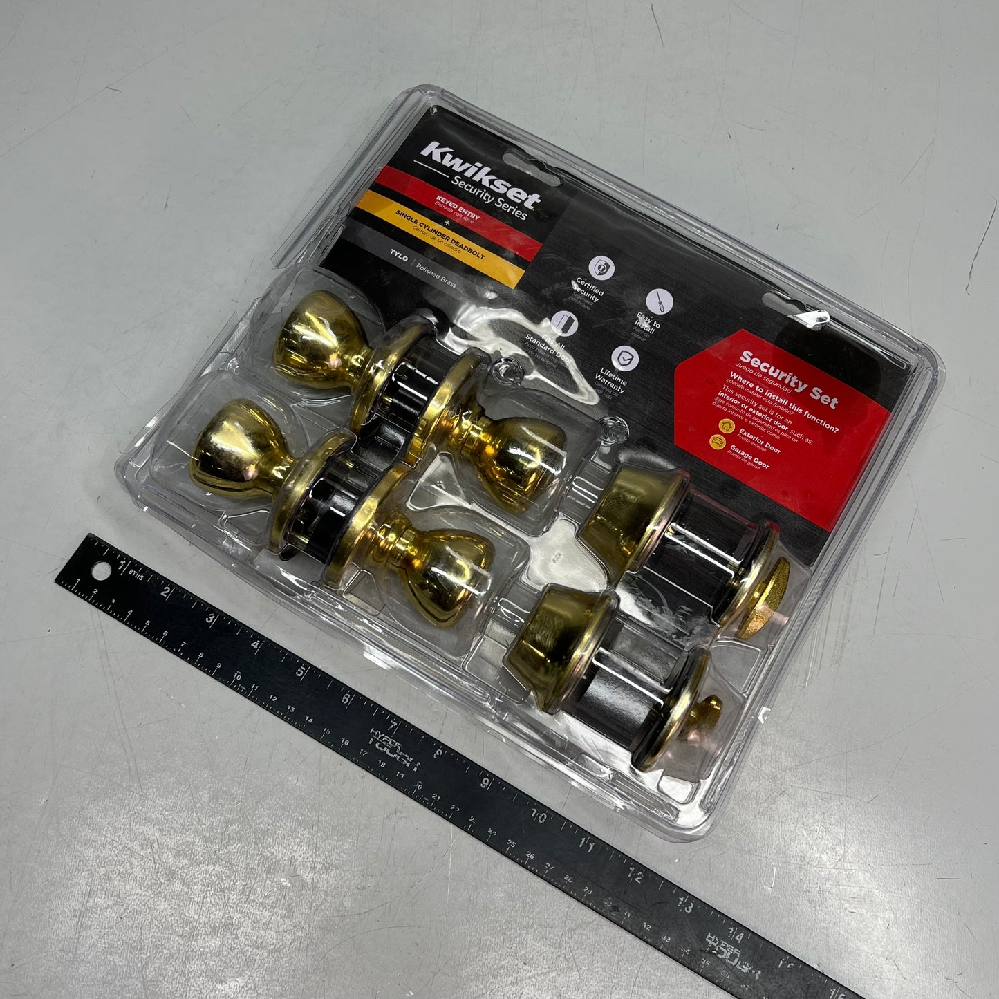 KWIKSET Exterior Entry Door Knob & Deadbolt Combo Pack Polished Brass 92420-031