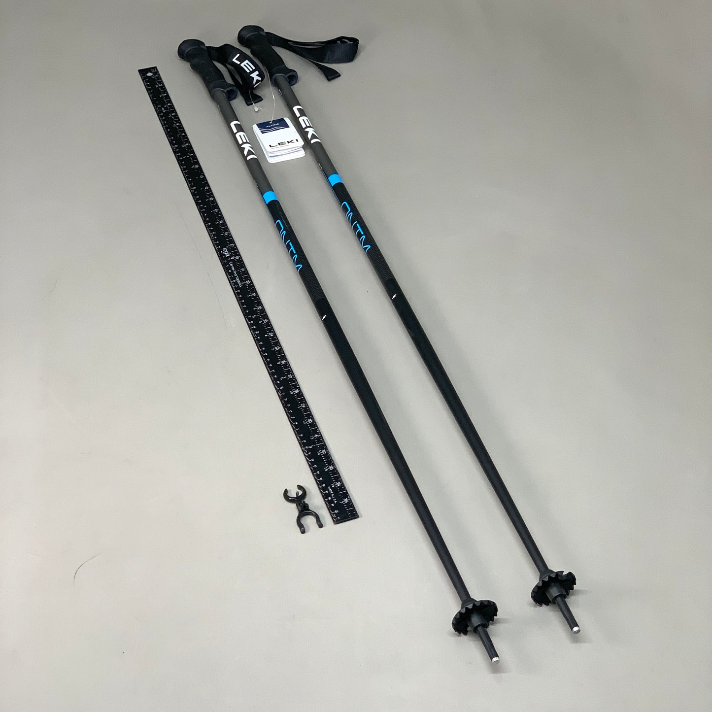 LEKI QNTM Ski Poles Aluminum Evocon 2K Soft 115cm/46in Black & Blue 65346383115