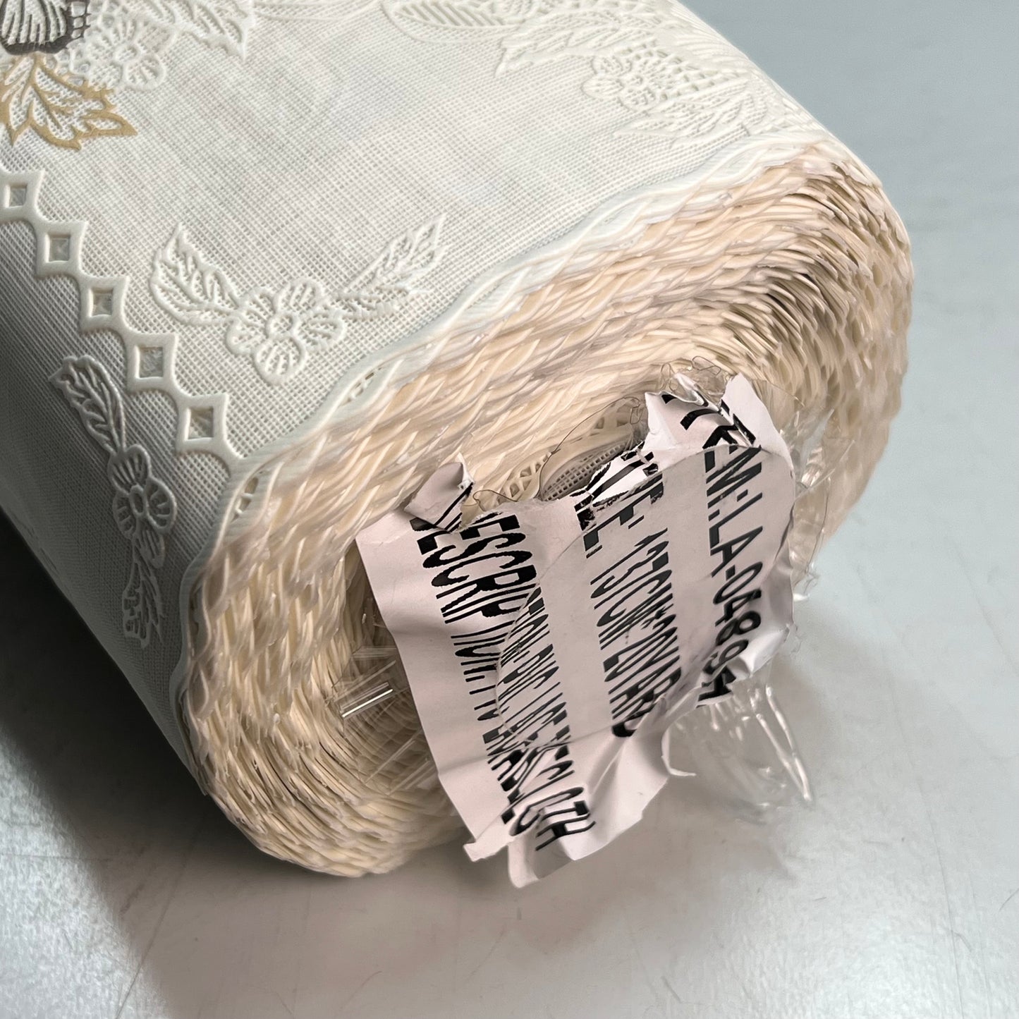 PVC Diamond Quilt With Floral Accents Table Cloth 54"x60' White/Brown LA-0489AI