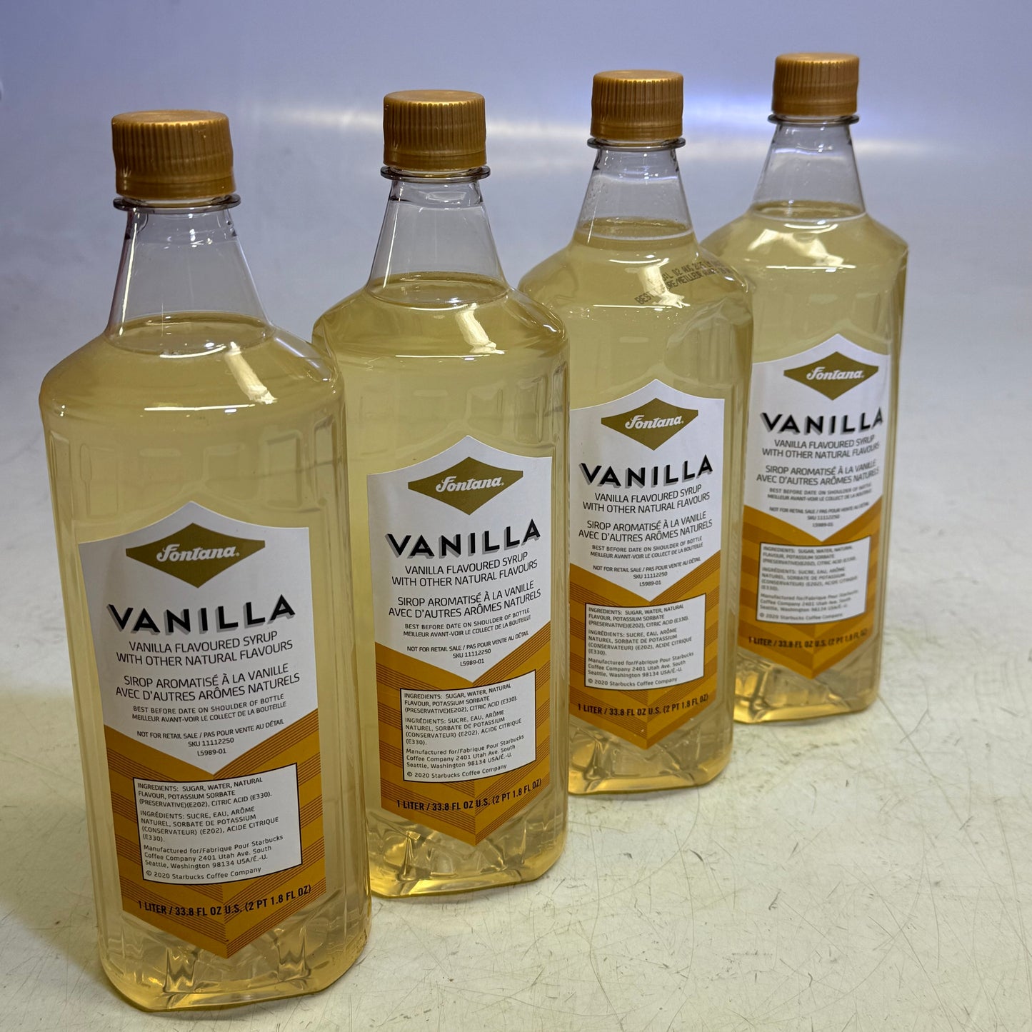 ZA@ STARBUCKS (4 PACK) Fontana Vanilla Flavored Syrup 33.8 fl oz/bottle BB 04/26 As-Is