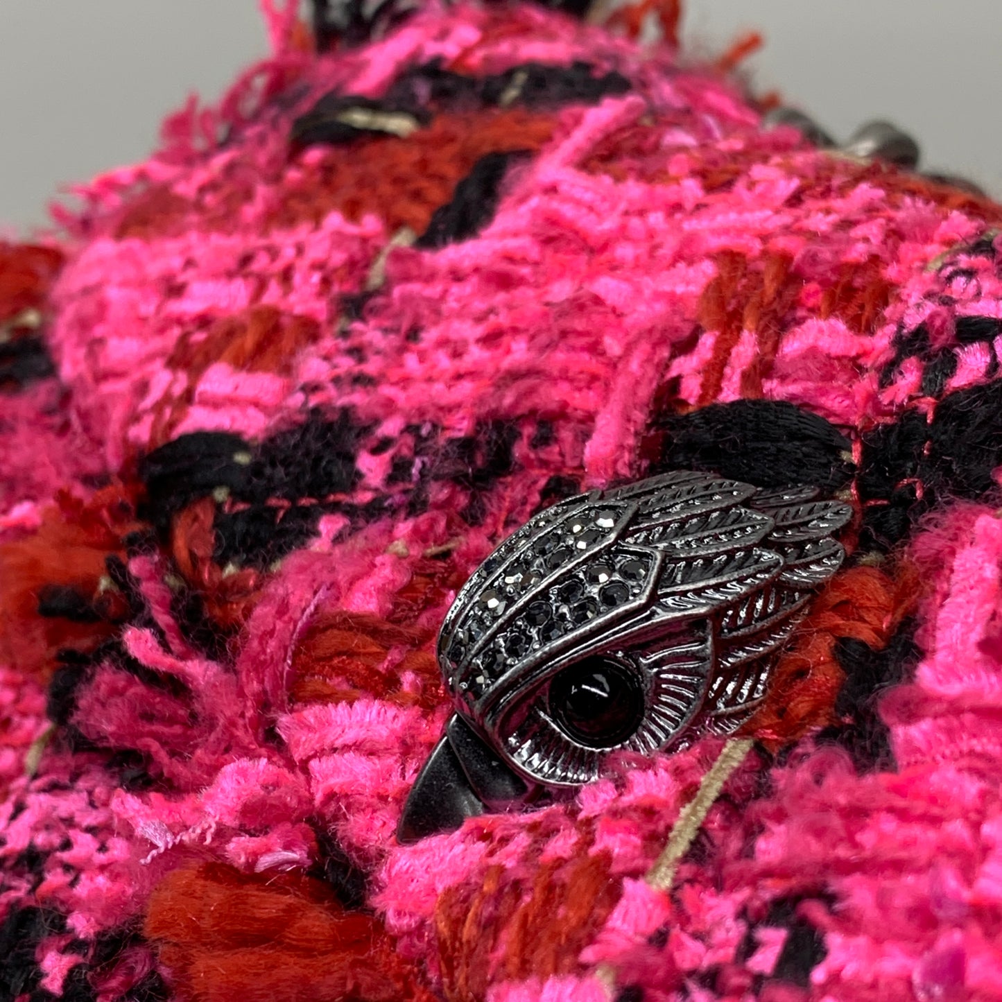 KURT GEIGER Tweed Kensington Fabric Day Bag 10.5" x 8.5" Pink 3614598609 New