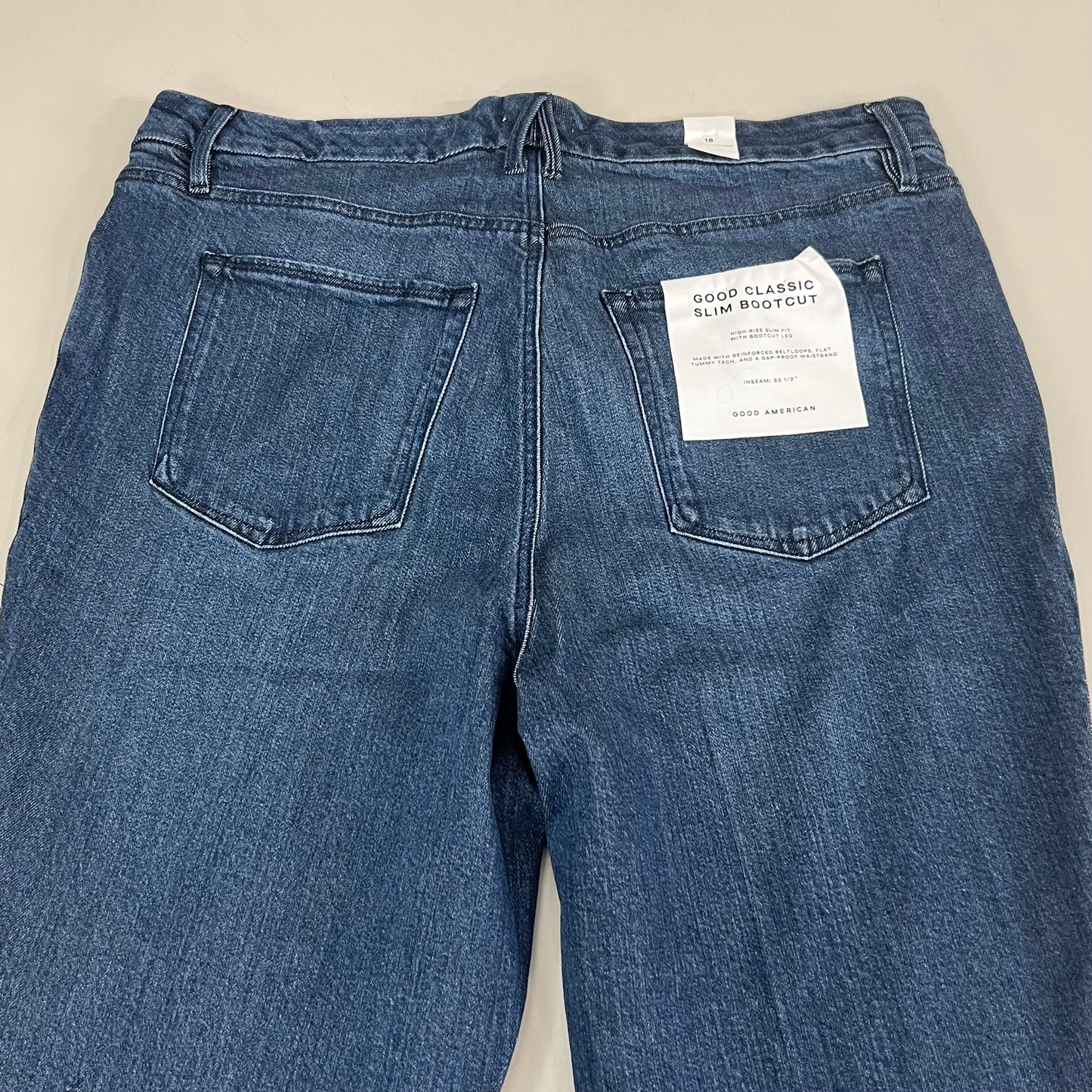 GOOD AMERICAN Good Classic Slim Bootcut High-Rise Jeans Women's Sz 18 Plus Indigo700 GCLBT220T