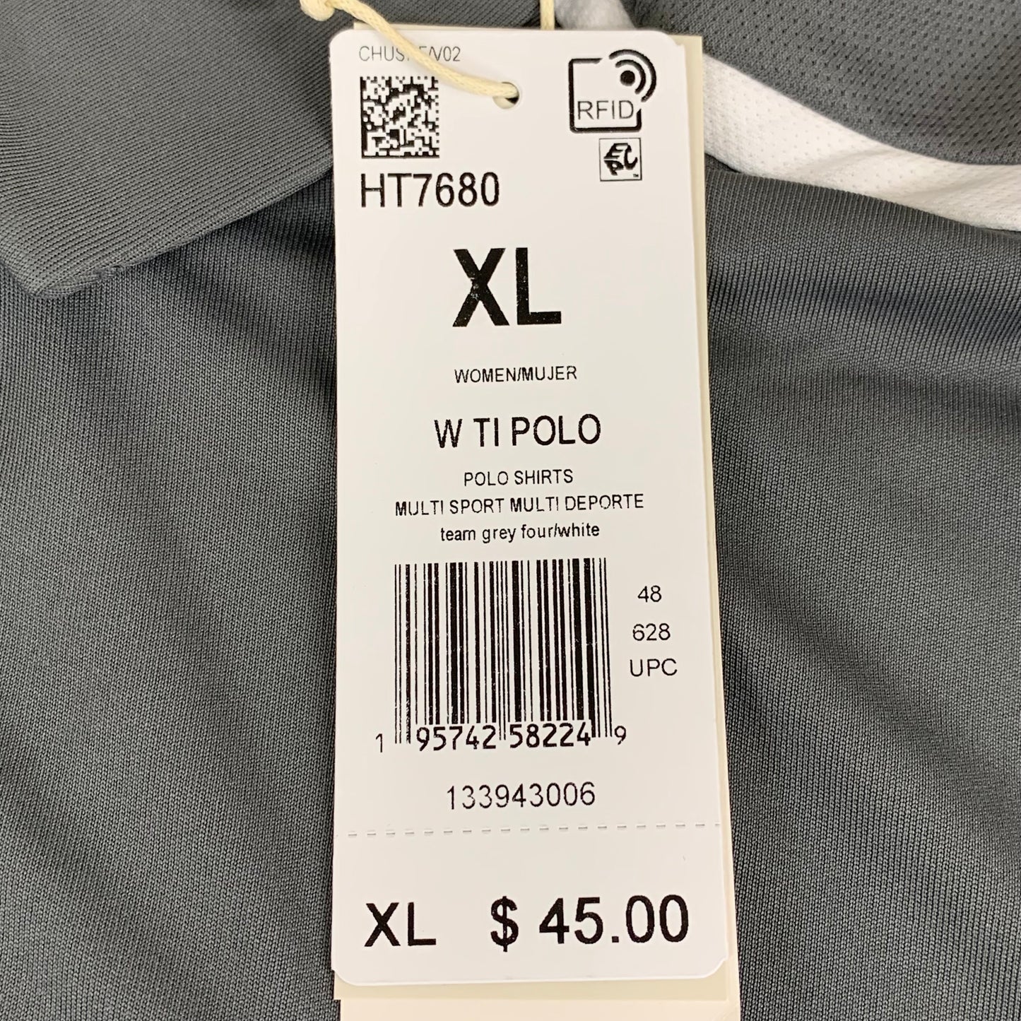 ADIDAS Aeroready Polo Shirt Women's XL Grey HT7680