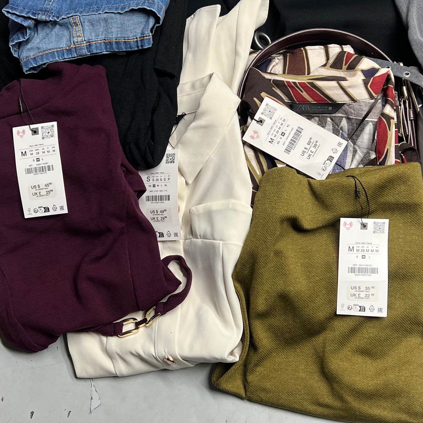 ZA@ ZARA Lot of Assorted Clothing Tops, Skirts, Bottoms & Dresses Women's Sz S & M