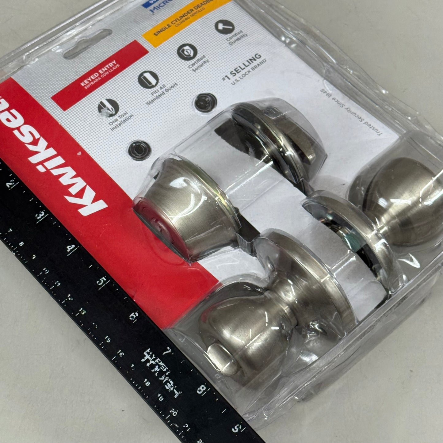 KWIKSET Tylo Door Knob & Single Cylinder Deadbolt Set(New Other) Satin Nickel 96900-376
