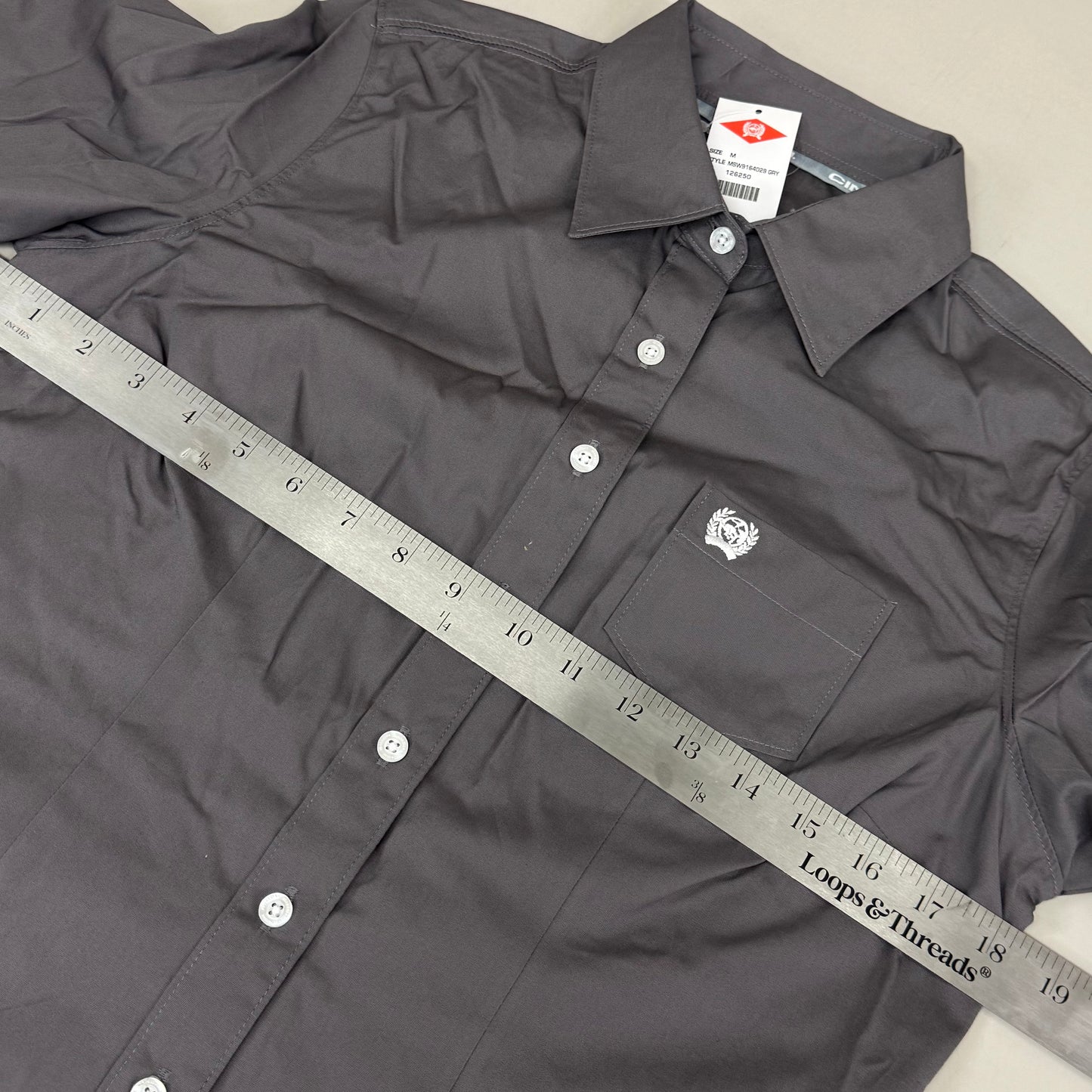 CINCH Long Sleeve & Shirt Tail Solid Button Down Top Women's SZ M Grey MSW9164029