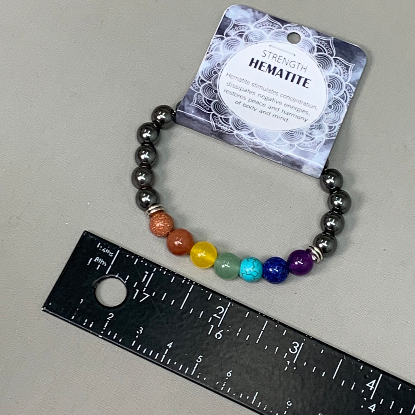 BEST WHOLESALE (12 PACK) Beaded Hematite Rainbow Crystal Bracelets 3" New