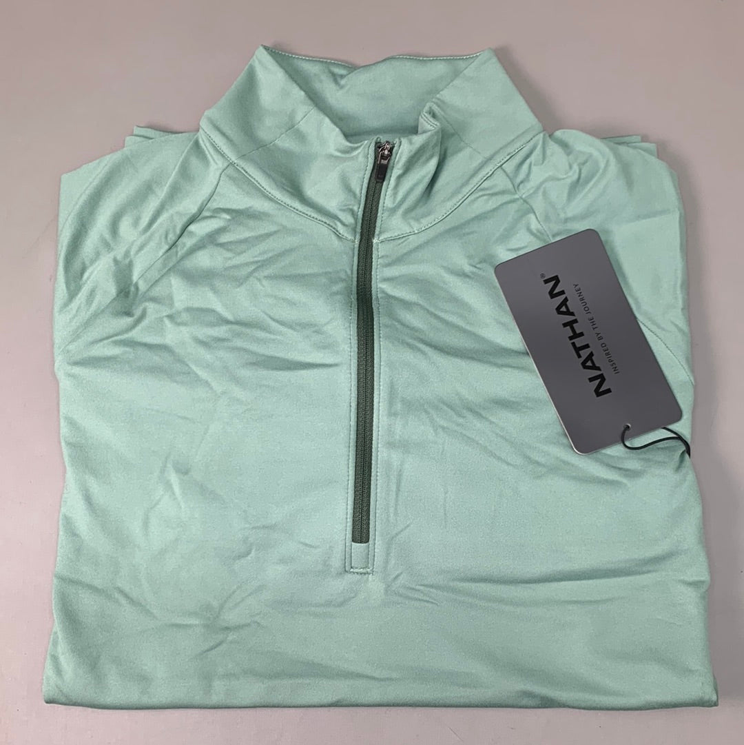NATHAN Tempo 1/4 Zip Long Sleeve Shirt 2.0 Men's Small Sage Green NS50960-50125-S (New)