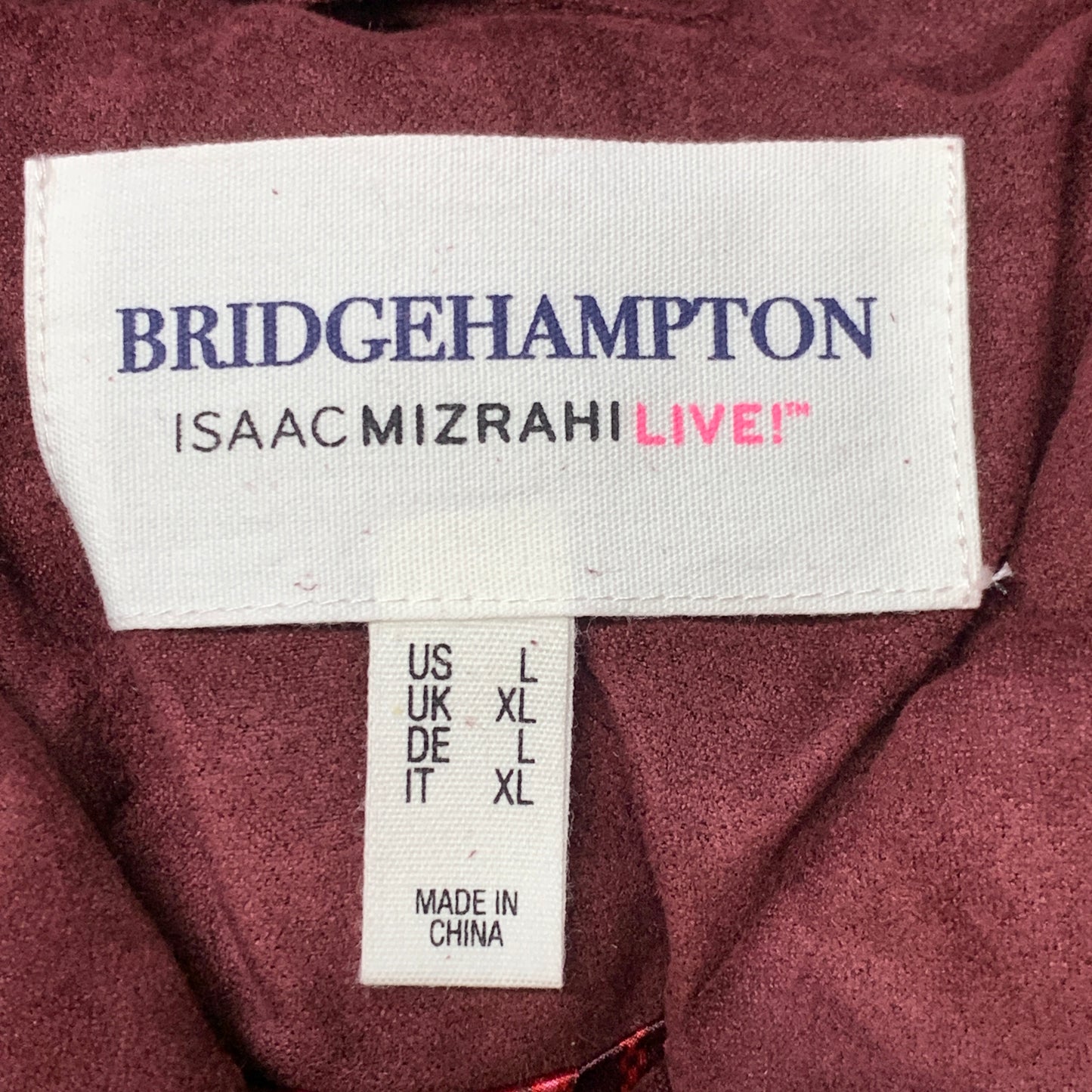 BRIDGE HAMPTON ISSAC MIZRAHI LIVE! Faux Suede Coat Full Snap Up Spiced Wine Sz L