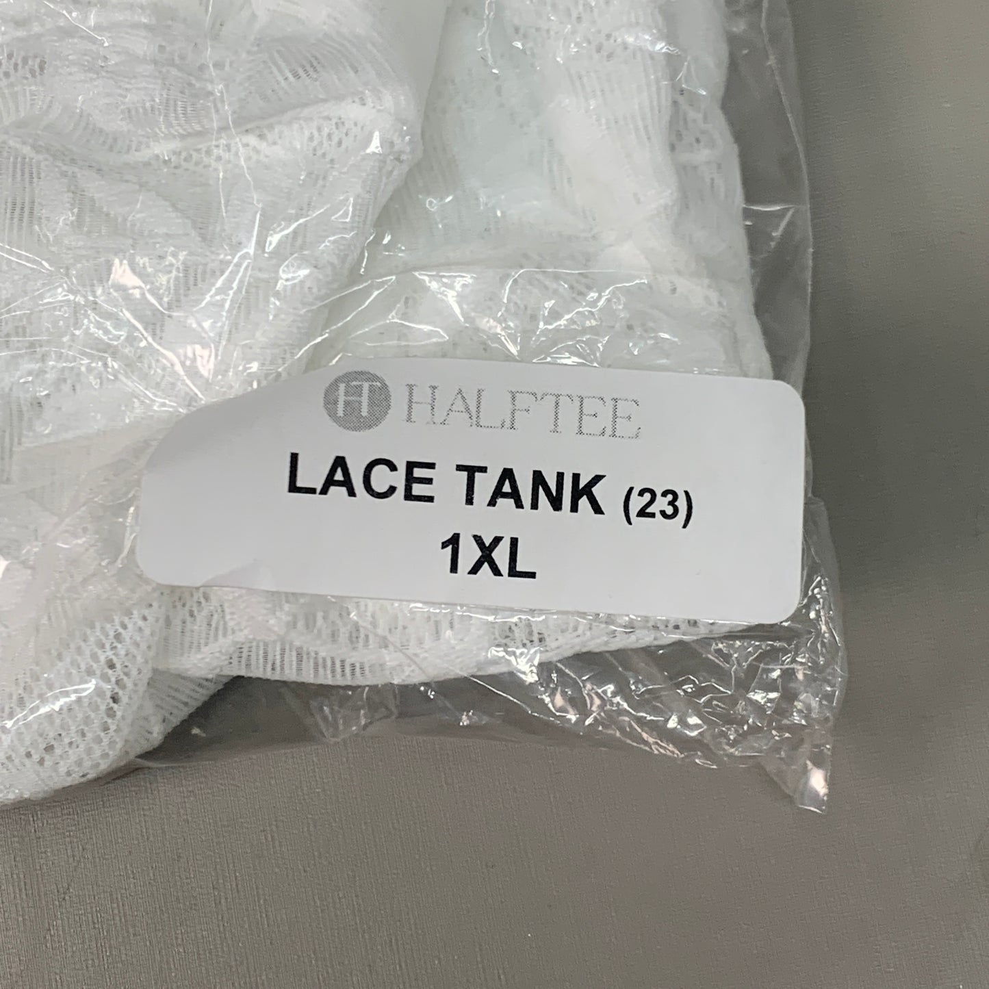 HALFTEE Full Lace Tank Nylon & Spandex Blend Floral White 1XL (23)