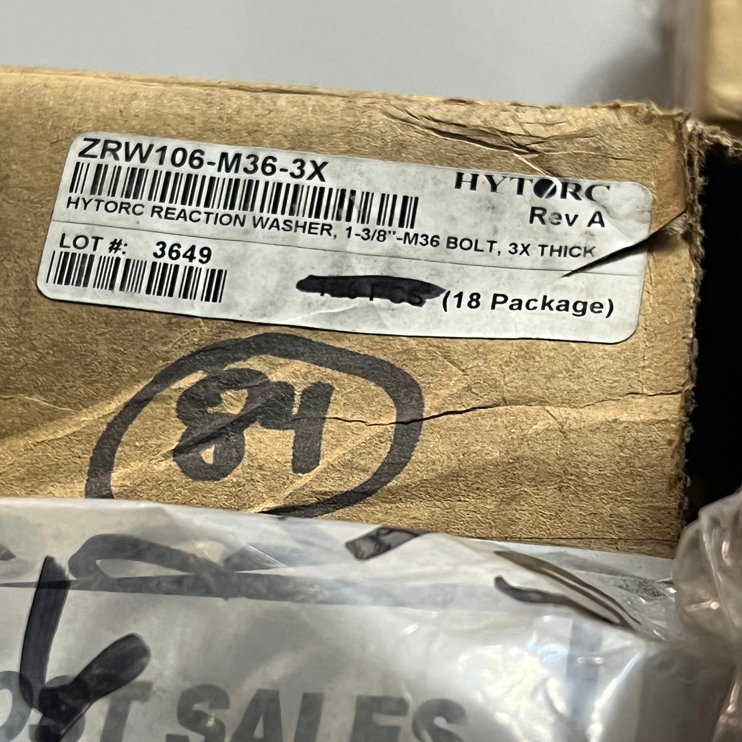 HYTORC (7 PACK) Reaction Washer  1-3/8" M36 3X Thick  Black ZRW106-M36-3X