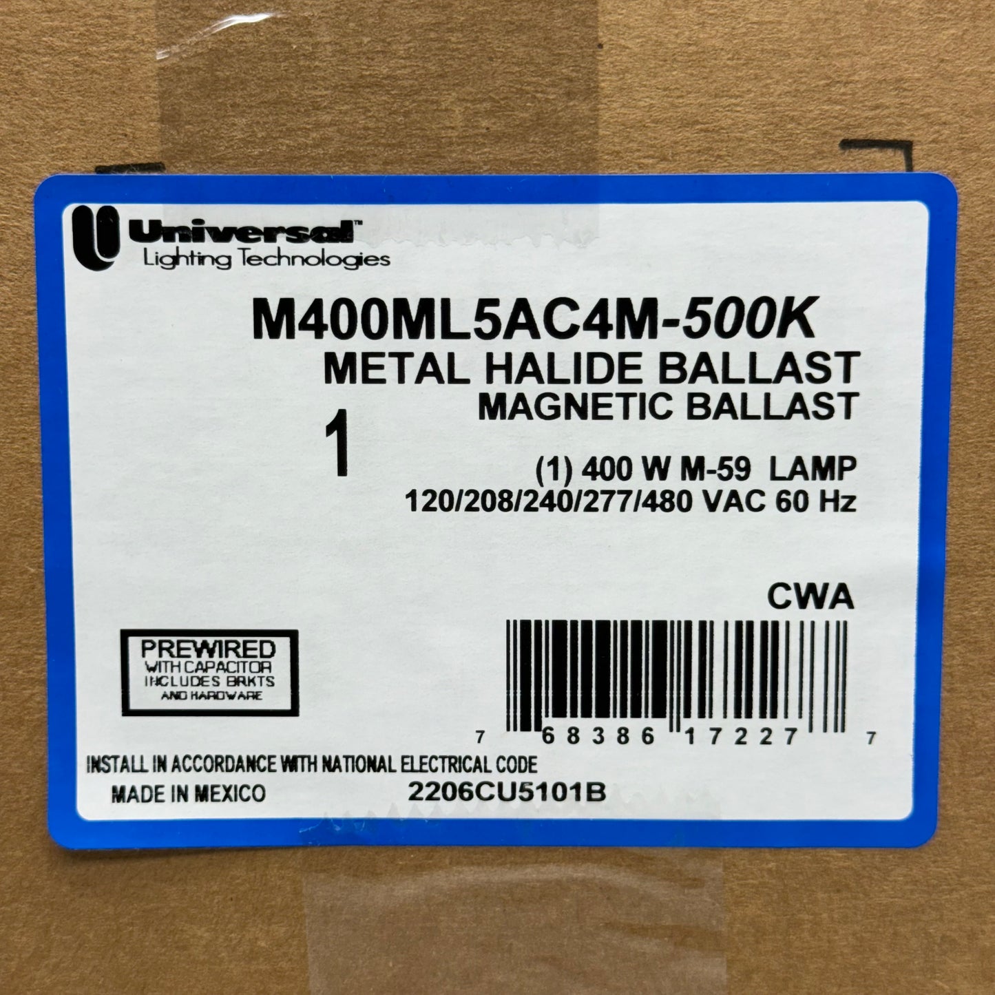 UNIVERSAL LIGHT TECHNOLOGIES Metal Halide Ballast M400ML5AC4M