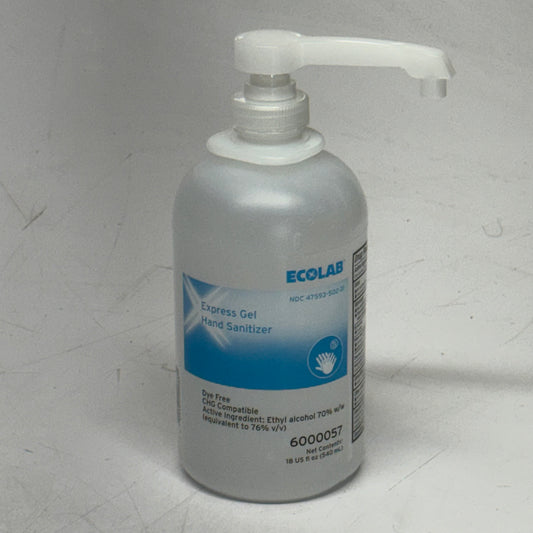 ECOLAB (12 PACK) Express Gel Hand Sanitizer 18 fl oz. 6000057 BB 03/28