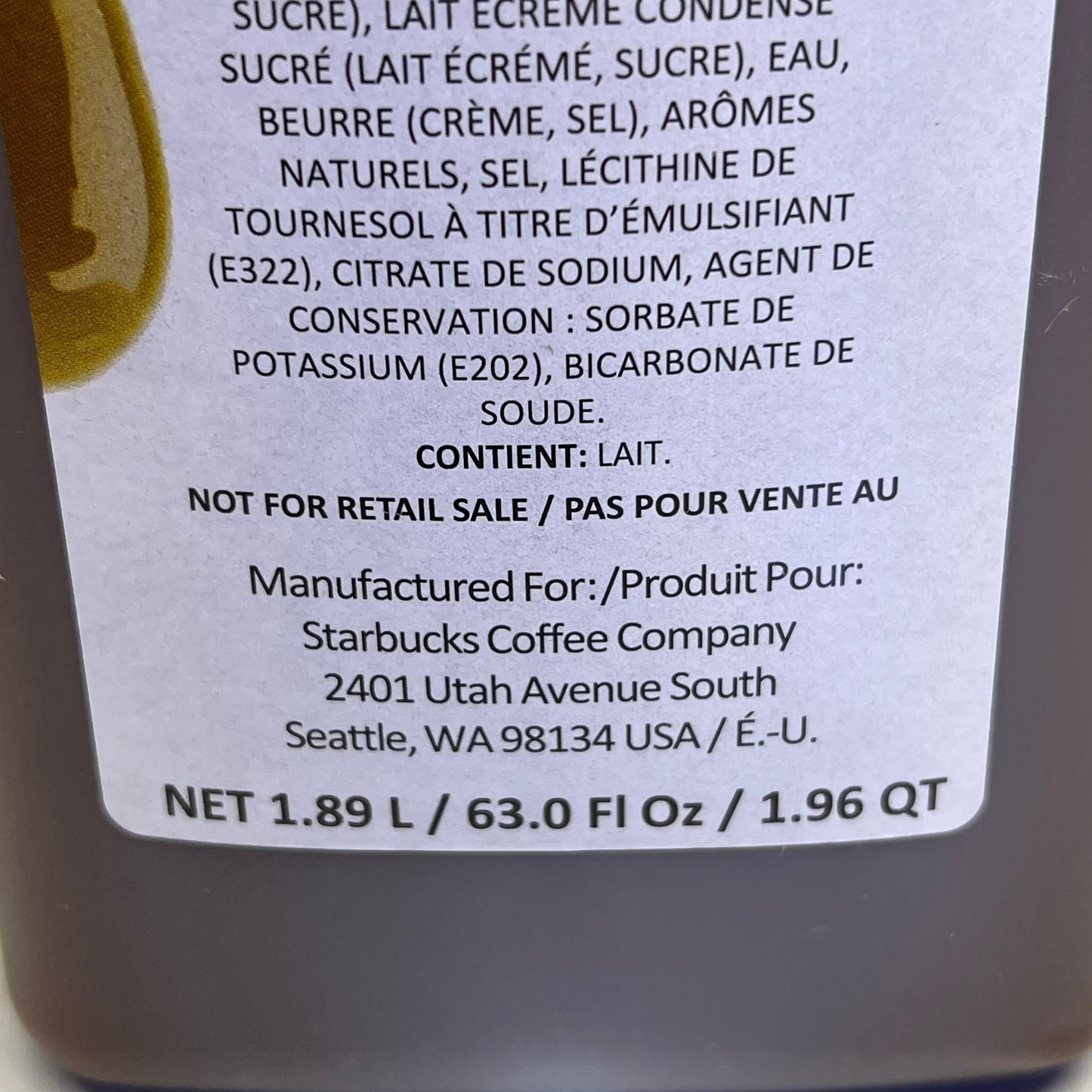 ZA@ STARBUCKS (4 PACK) Dark Caramel Sauce for Beverages 1.89 L BB 11/25 A